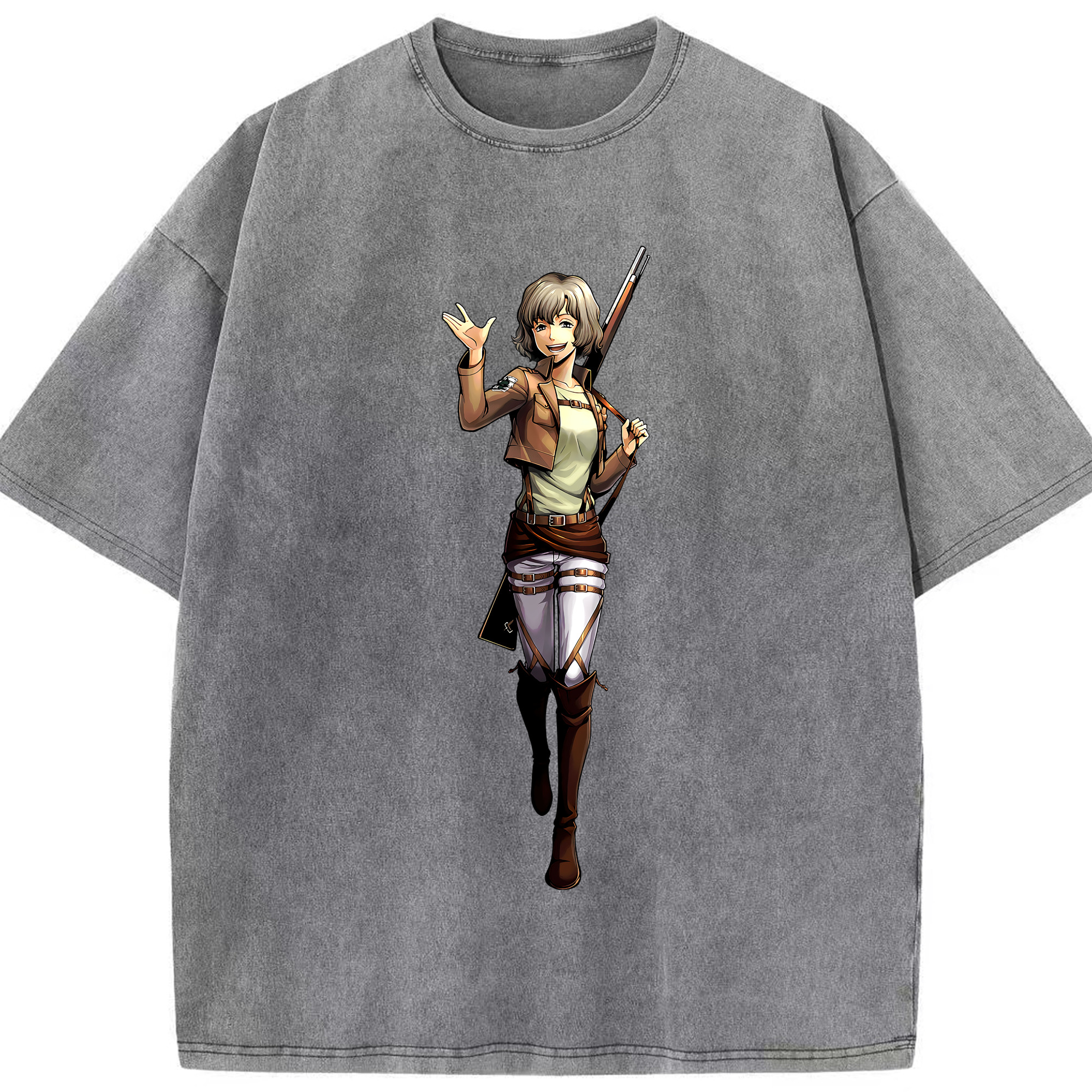 （画像用） 進撃の巨人 ヒツチ Attack on Titan Hitch 綿100% ヴィンテージ風 半袖Tシャツ（フロントプリント）