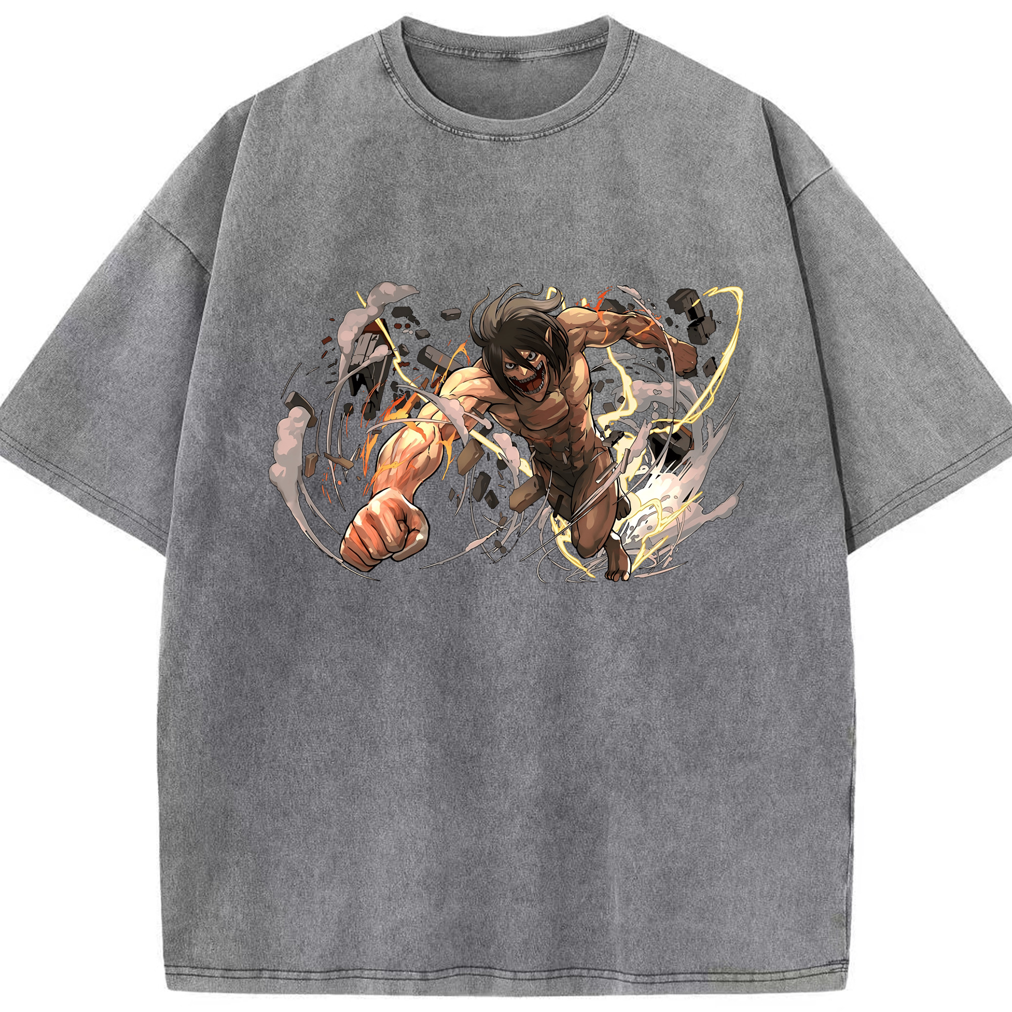 （画像用） 進撃の巨人 Attack on Titan 綿100% ヴィンテージ風 半袖Tシャツ（フロントプリント）