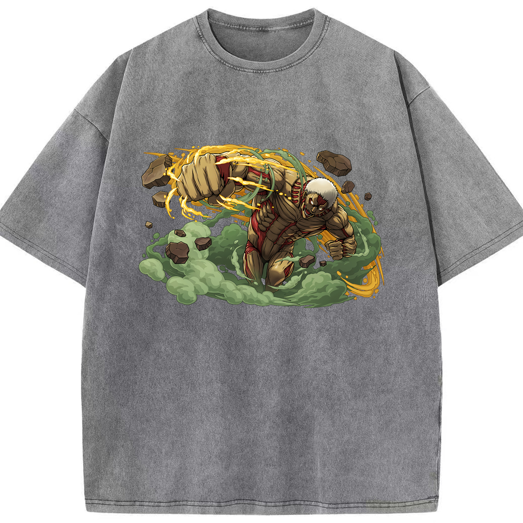 （画像用） 進撃の巨人 Attack on Titan 綿100% ヴィンテージ風 半袖Tシャツ（フロントプリント）