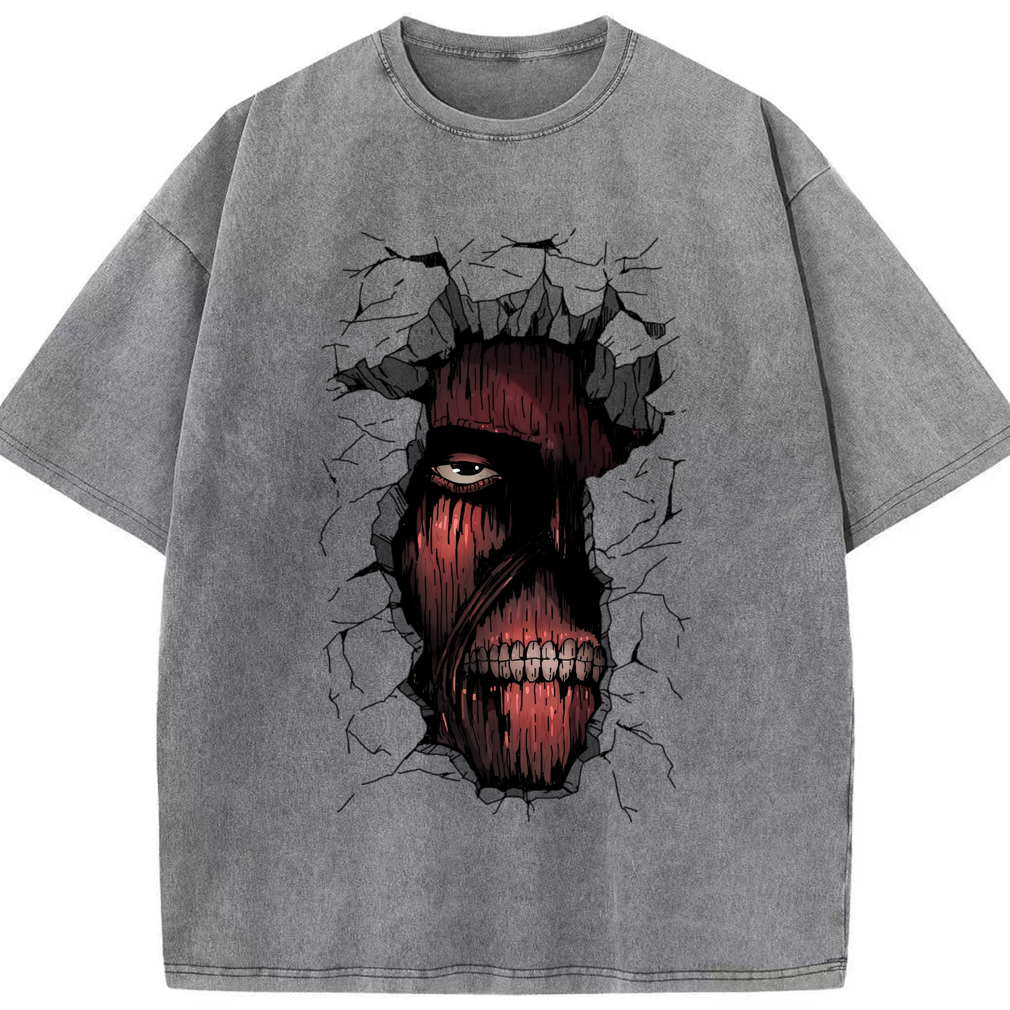 （画像用） 進撃の巨人 Attack on Titan 綿100% ヴィンテージ風 半袖Tシャツ（フロントプリント）
