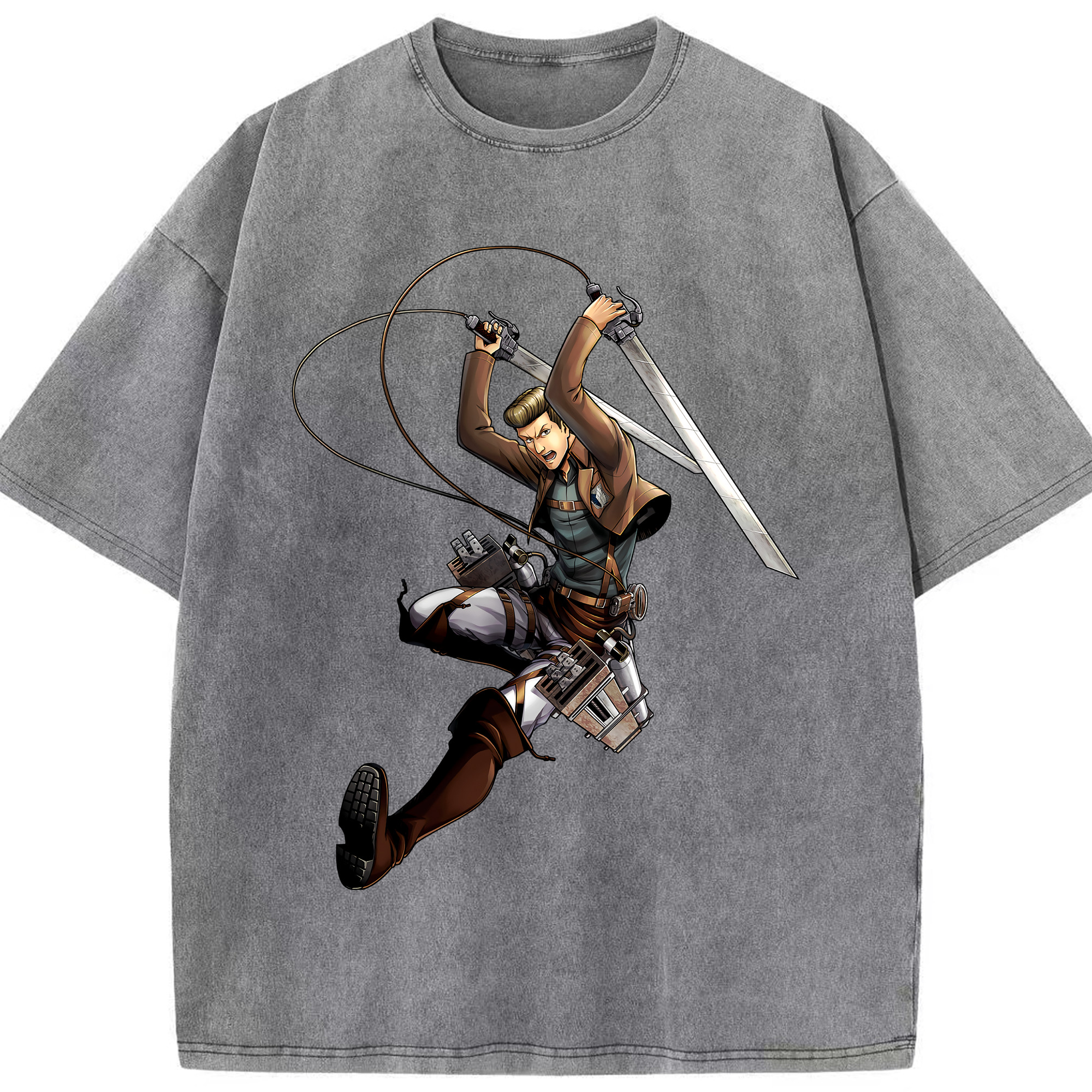 （画像用） 進撃の巨人 Attack on Titan 綿100% ヴィンテージ風 半袖Tシャツ（フロントプリント）