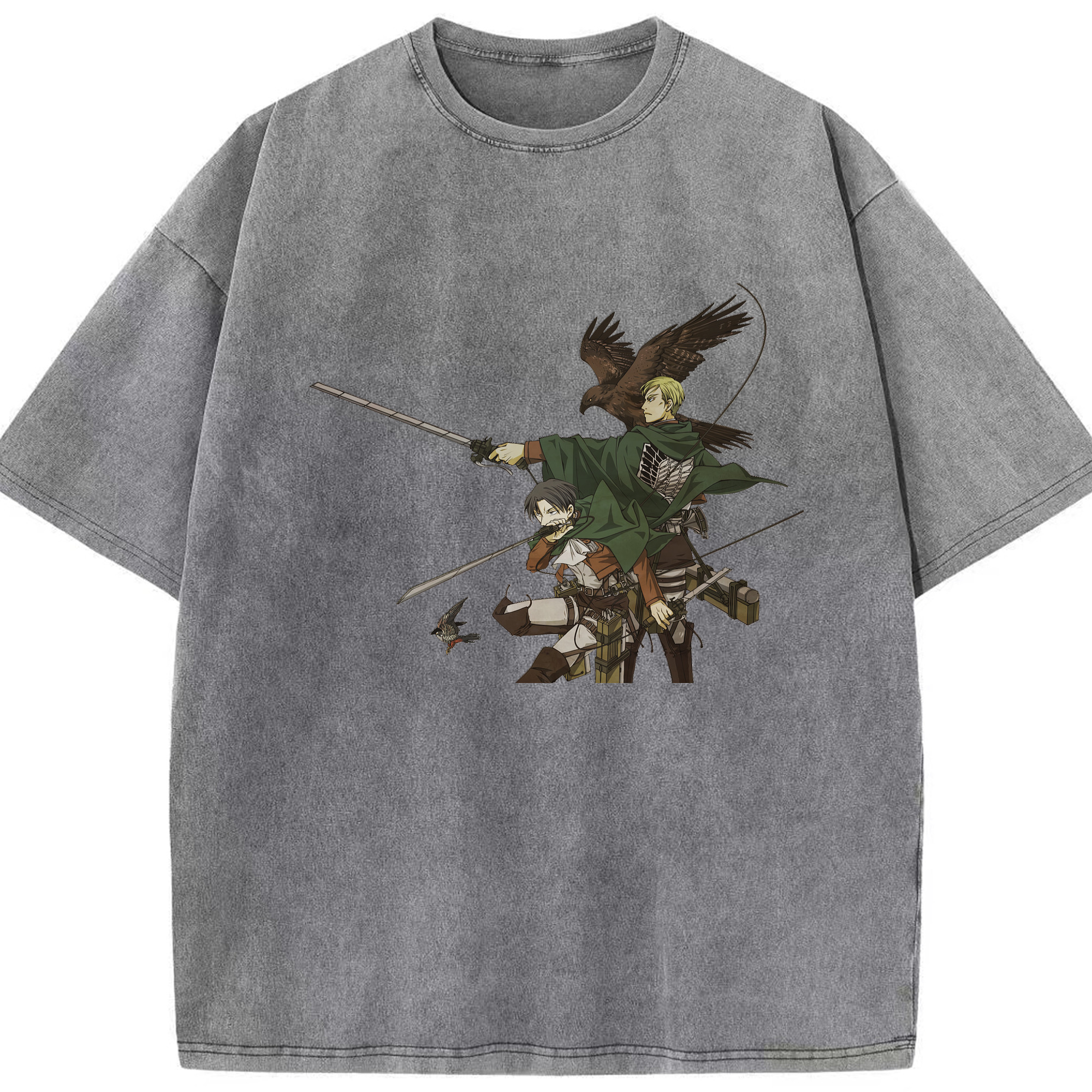 （画像用） 進撃の巨人 Attack on Titan 綿100% ヴィンテージ風 半袖Tシャツ（フロントプリント）