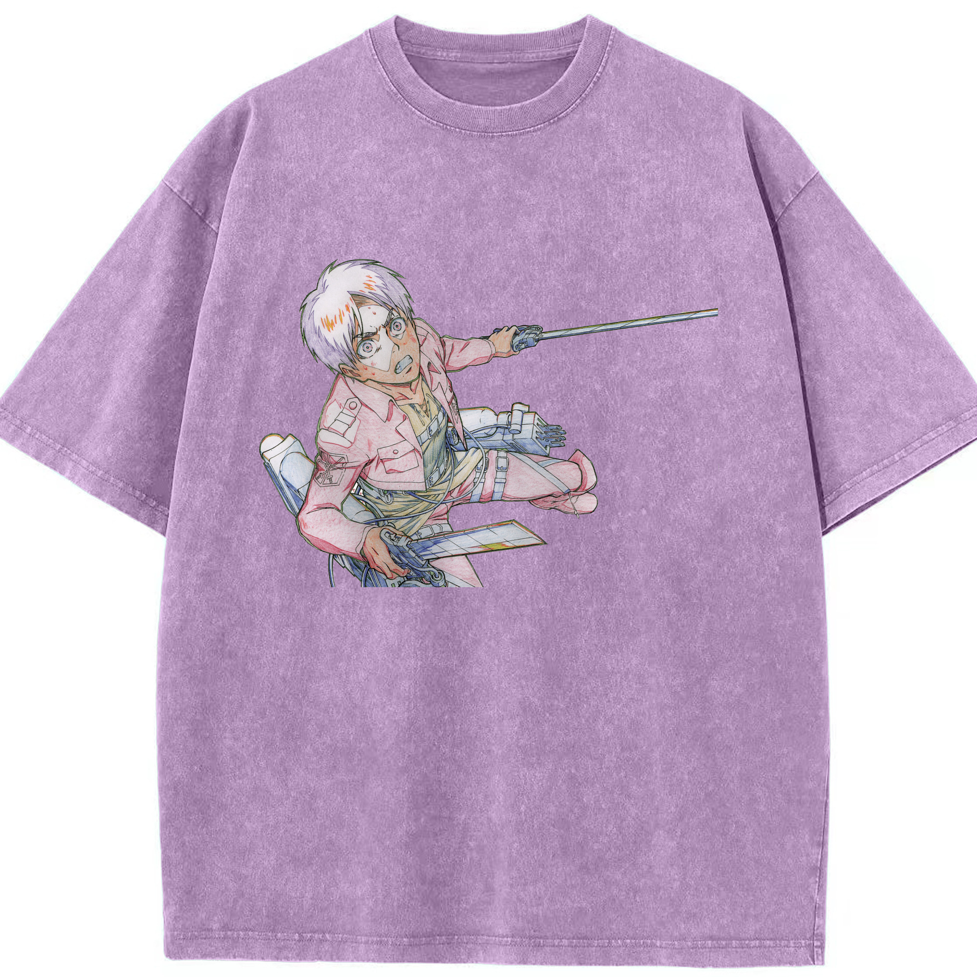 （画像用） 進撃の巨人 エレン･イェーガー Attack on Titan Eren Jäger 綿100% ヴィンテージ風 半袖Tシャツ（フロントプリント）