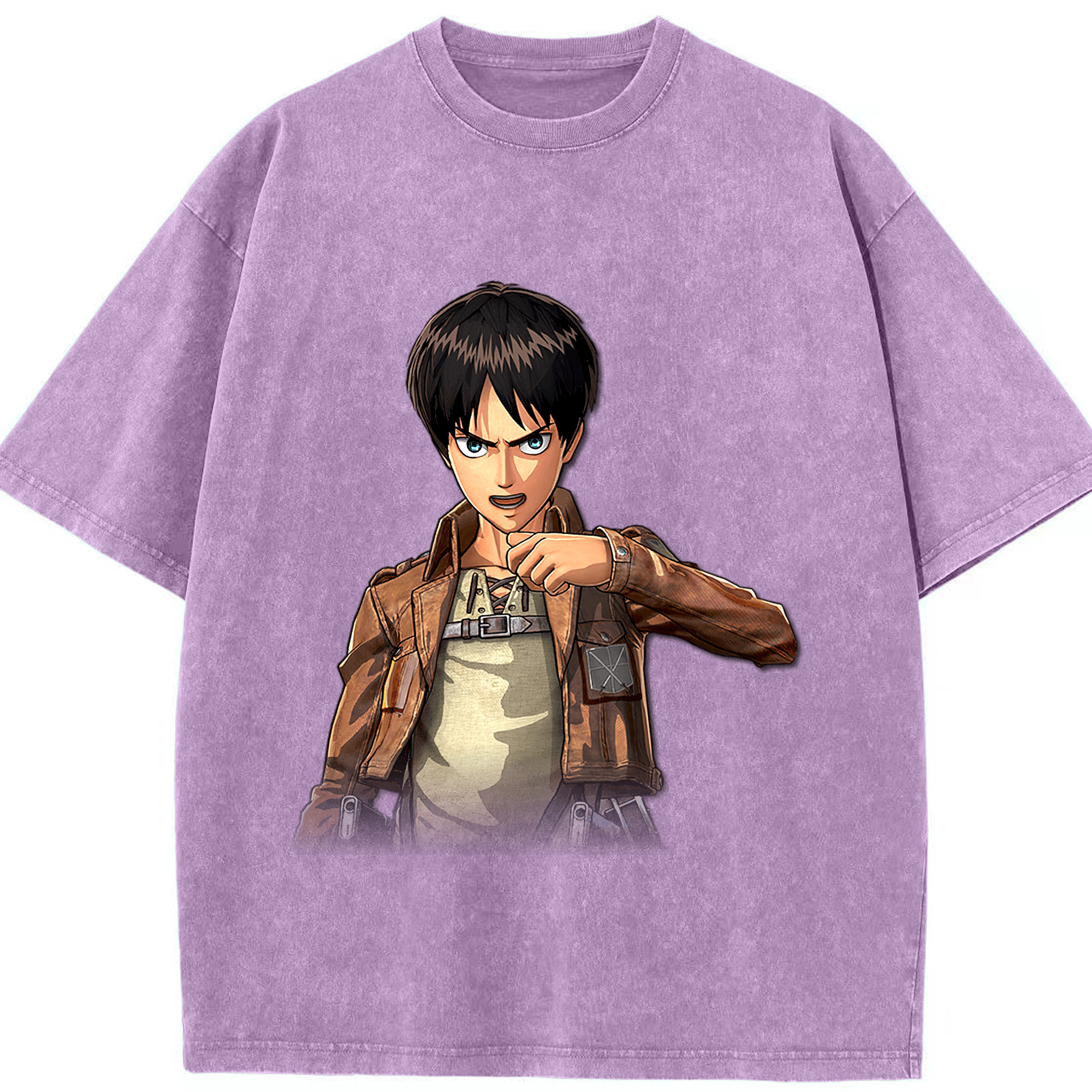 （画像用） 進撃の巨人 エレン･イェーガー Attack on Titan Eren Jäger 綿100% ヴィンテージ風 半袖Tシャツ（フロントプリント）