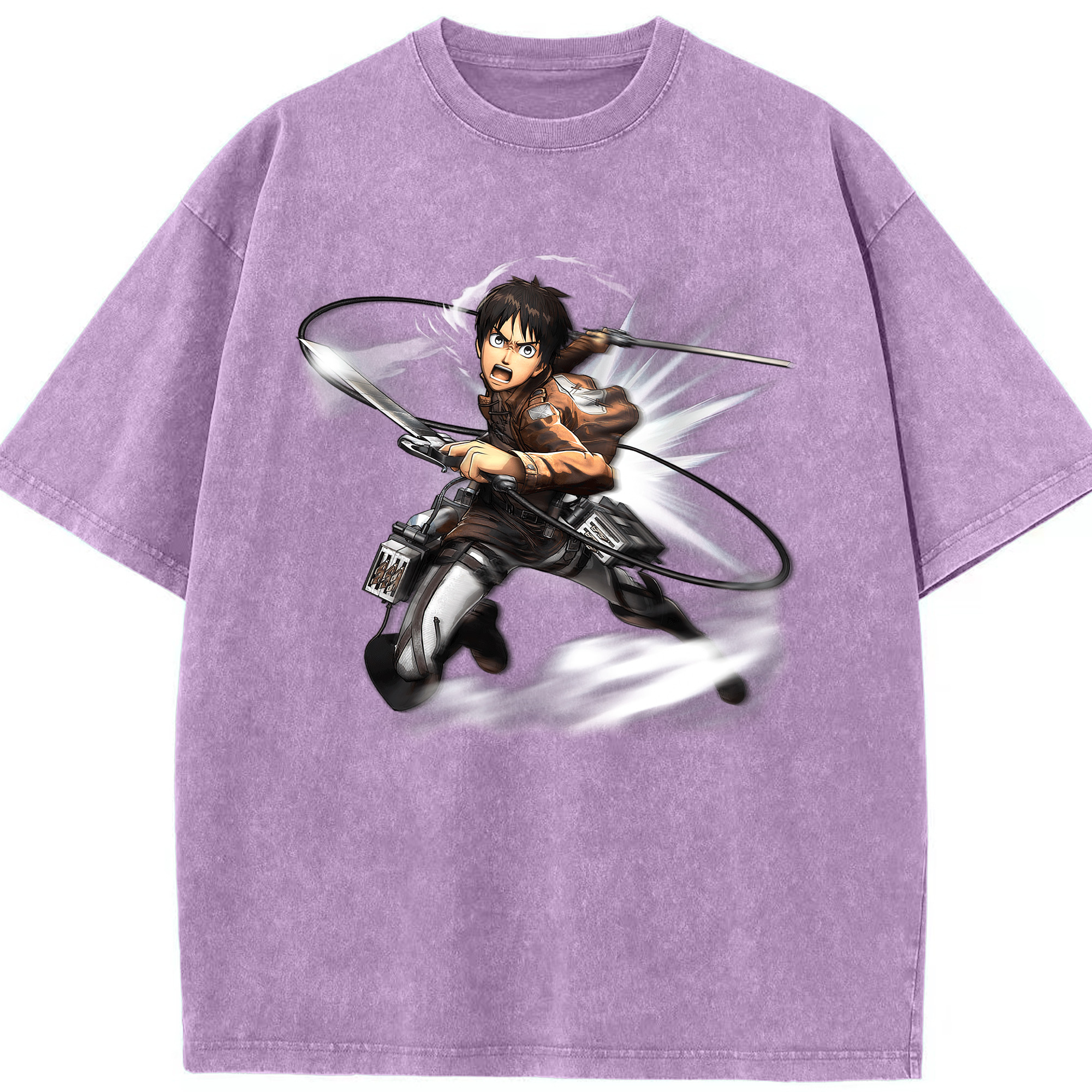 （画像用） 進撃の巨人 エレン･イェーガー Attack on Titan Eren Jäger 綿100% ヴィンテージ風 半袖Tシャツ（フロントプリント）