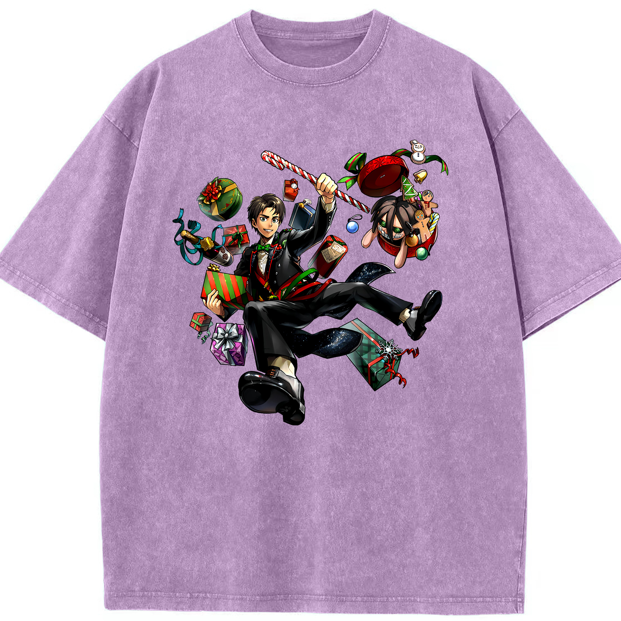 （画像用） 進撃の巨人 エレン･イェーガー Attack on Titan Eren Jäger 綿100% ヴィンテージ風 半袖Tシャツ（フロントプリント）