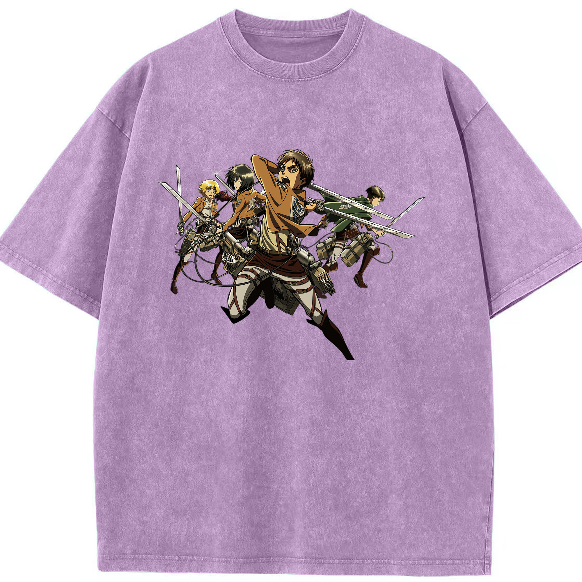 （画像用） 進撃の巨人 エレン･イェーガー Attack on Titan Eren Jäger 綿100% ヴィンテージ風 半袖Tシャツ（フロントプリント）