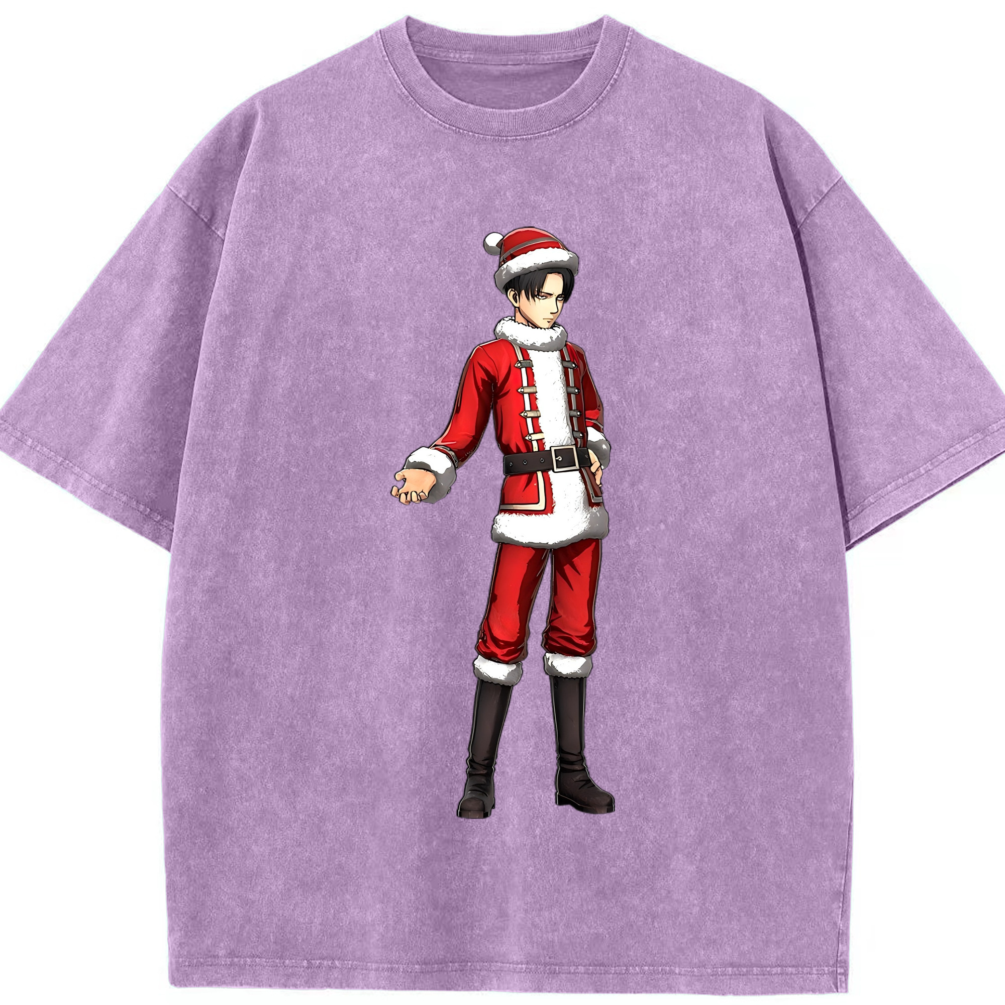 （画像用） 進撃の巨人 リヴァイ·アッカーマン Attack on Titan Levi Ackerman 綿100% ヴィンテージ風 半袖Tシャツ（フロントプリント）