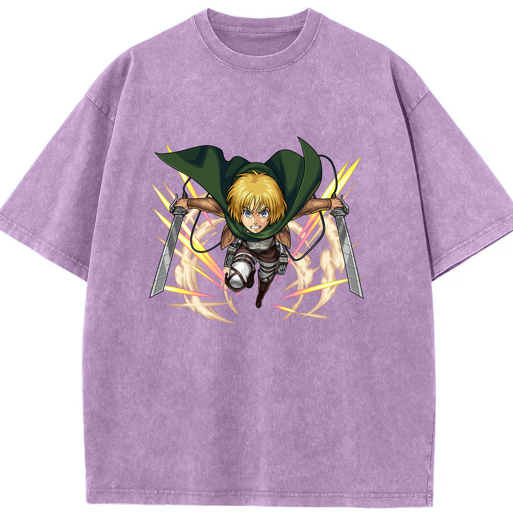 （画像用） 進撃の巨人 アルミン·アルレルト Attack on Titan Armin Arlert 綿100% ヴィンテージ風 半袖Tシャツ（フロントプリント）