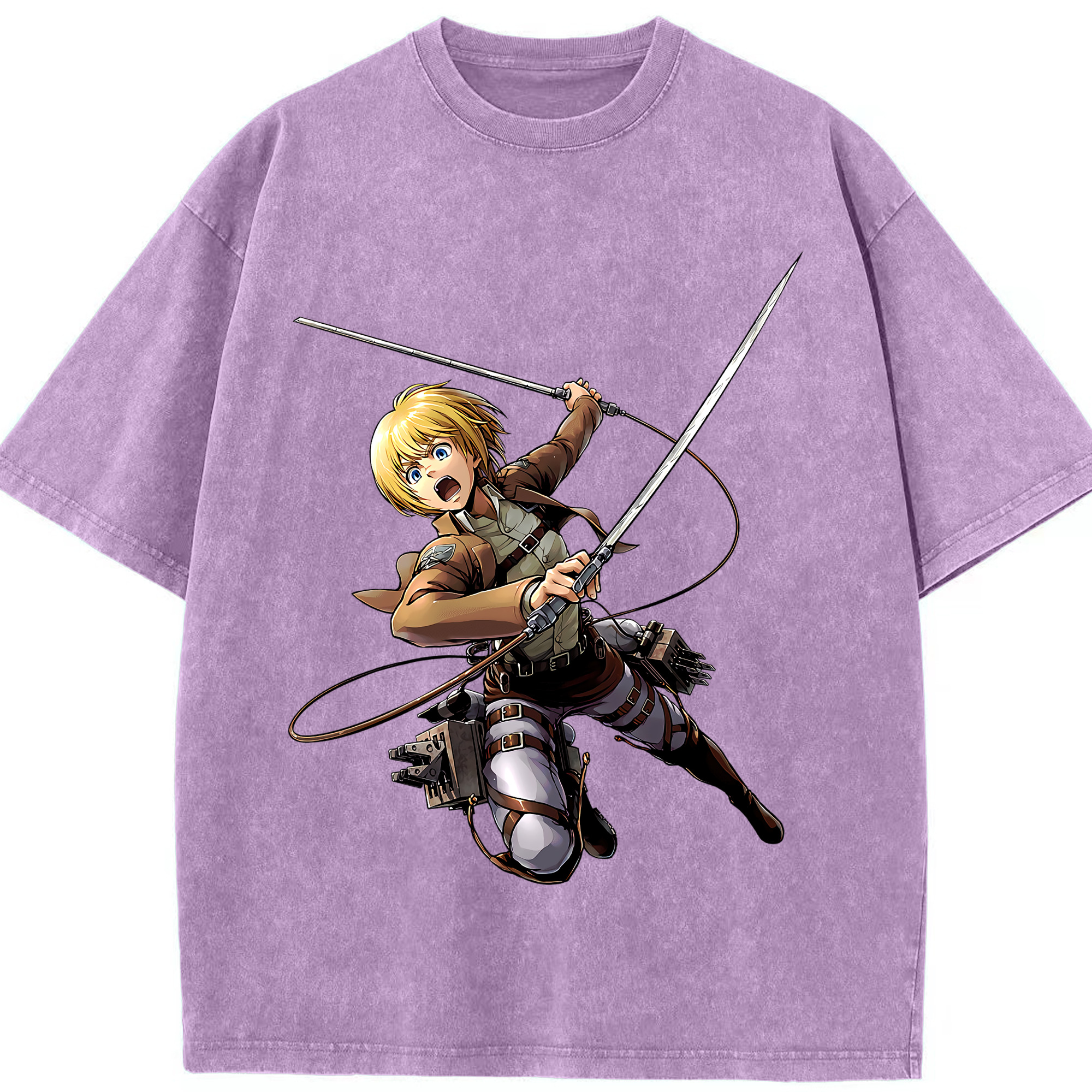 （画像用） 進撃の巨人 アルミン·アルレルト Attack on Titan Armin Arlert 綿100% ヴィンテージ風 半袖Tシャツ（フロントプリント）