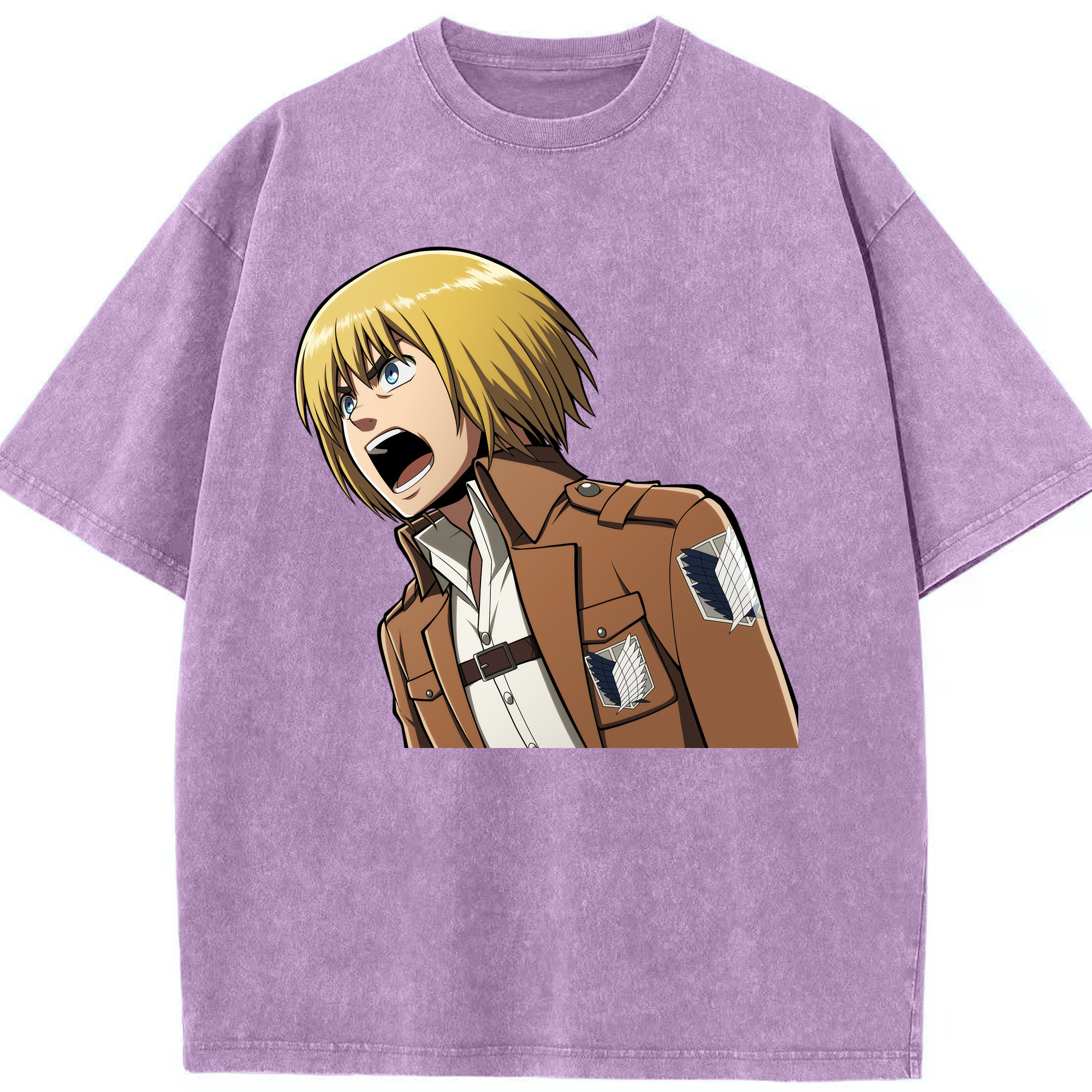（画像用） 進撃の巨人 アルミン·アルレルト Attack on Titan Armin Arlert 綿100% ヴィンテージ風 半袖Tシャツ（フロントプリント）