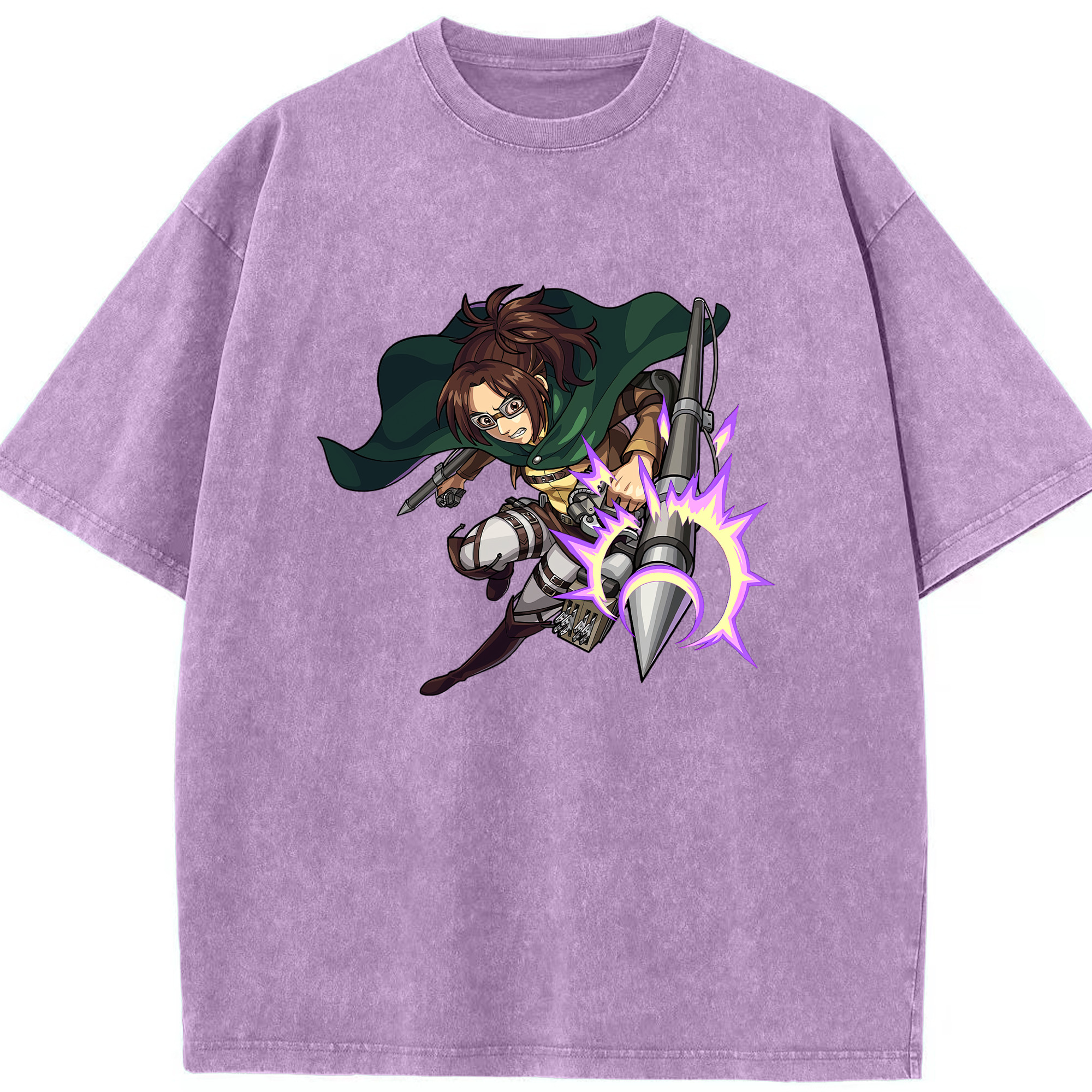 （画像用） 進撃の巨人 ハンジ·ゾエ Attack on Titan Hanji Zoe 綿100% ヴィンテージ風 半袖Tシャツ（フロントプリント）