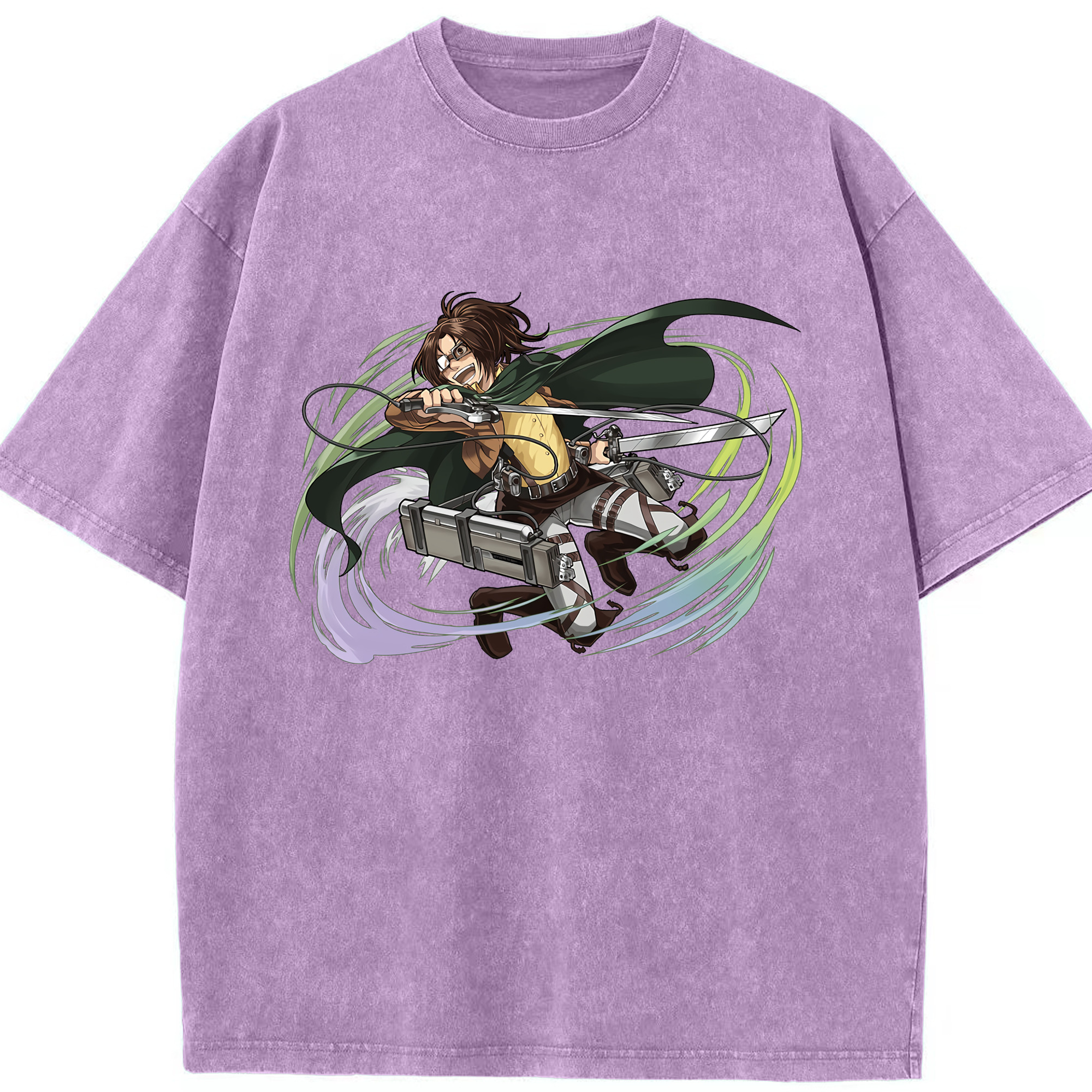 （画像用） 進撃の巨人 ハンジ·ゾエ Attack on Titan Hanji Zoe 綿100% ヴィンテージ風 半袖Tシャツ（フロントプリント）