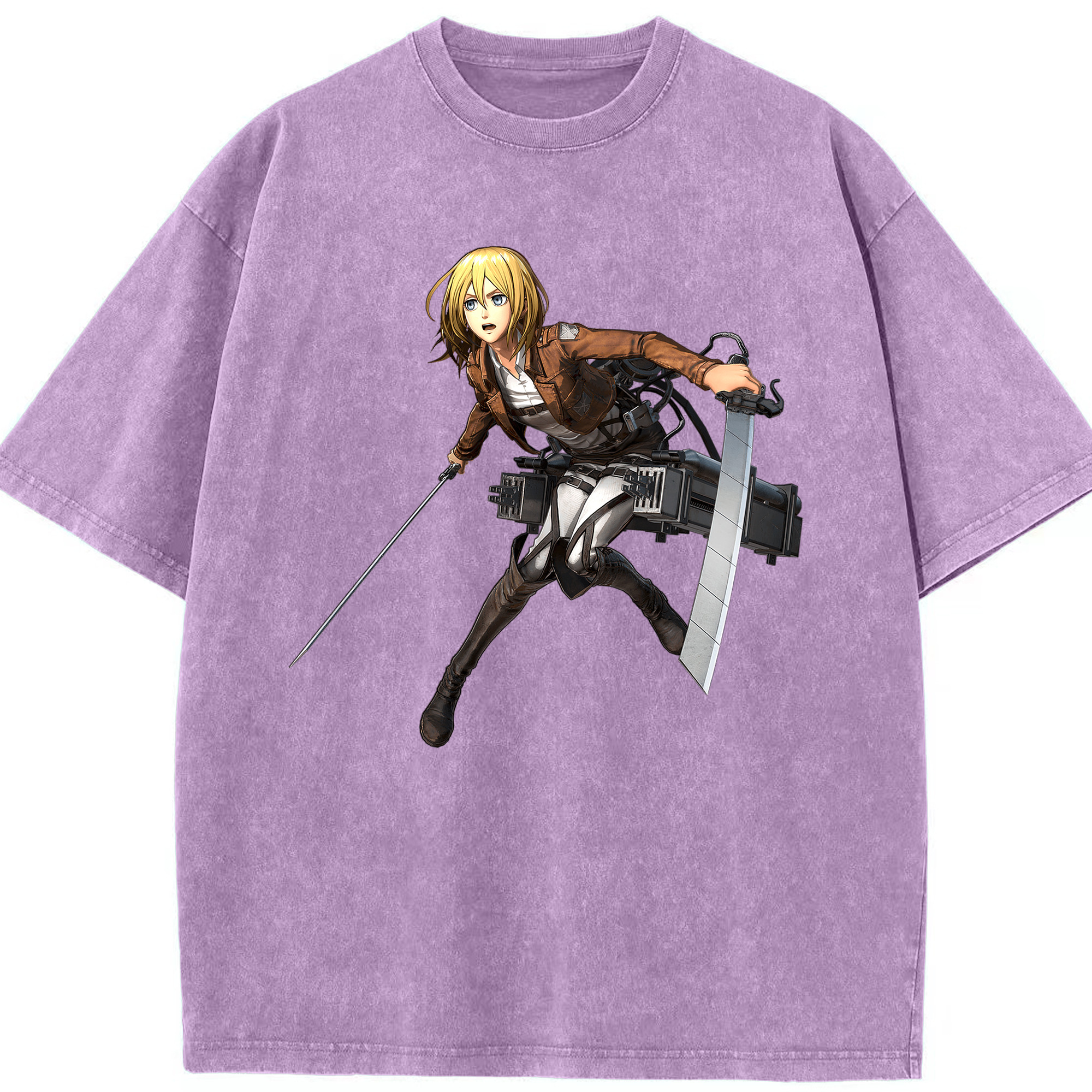 （画像用） 進撃の巨人 クリスタ·レンズ Attack on Titan Christa Lenz 綿100% ヴィンテージ風 半袖Tシャツ（フロントプリント）