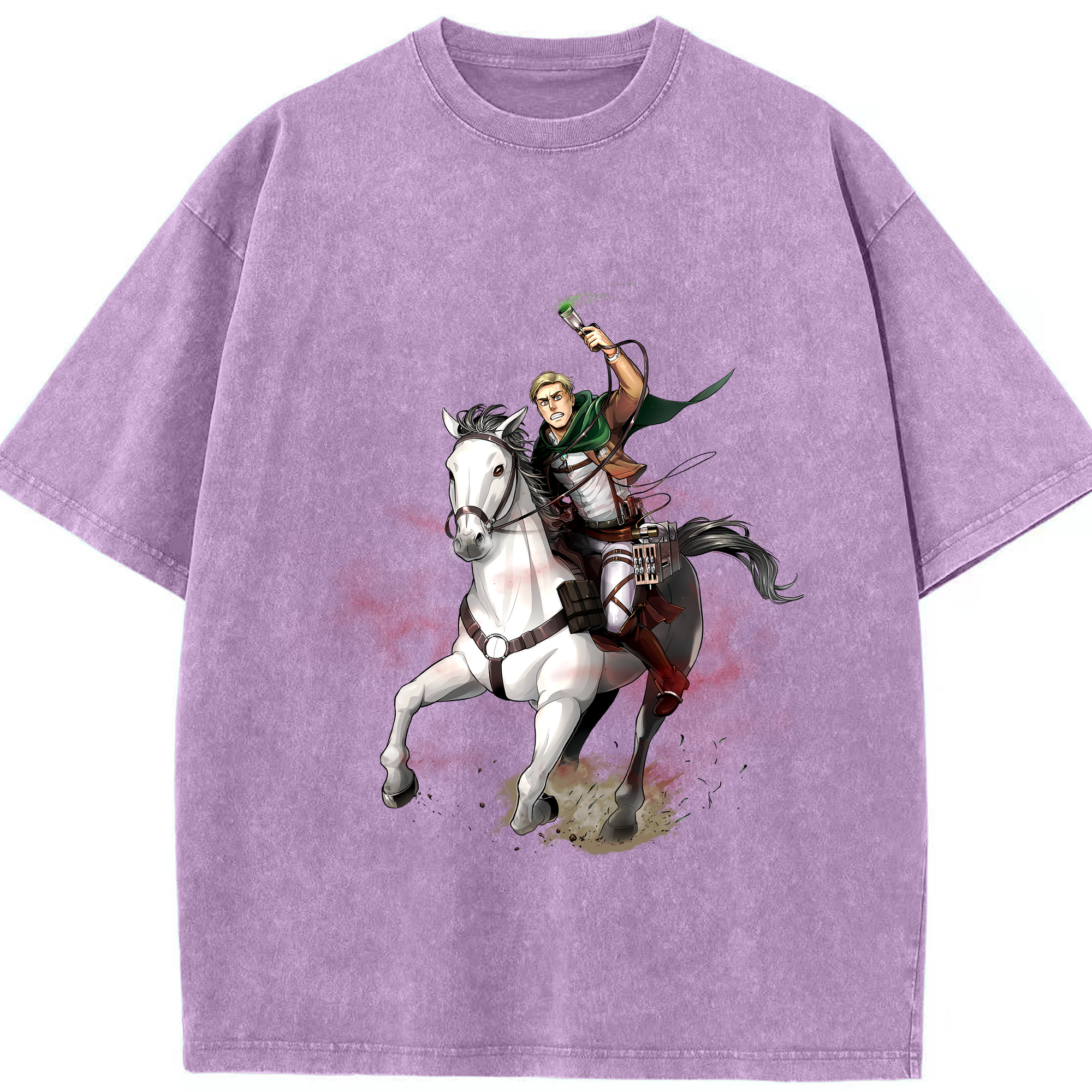 （画像用） 進撃の巨人 エルヴィン・スミス Attack on Titan Erwin Smith 綿100% ヴィンテージ風 半袖Tシャツ（フロントプリント）