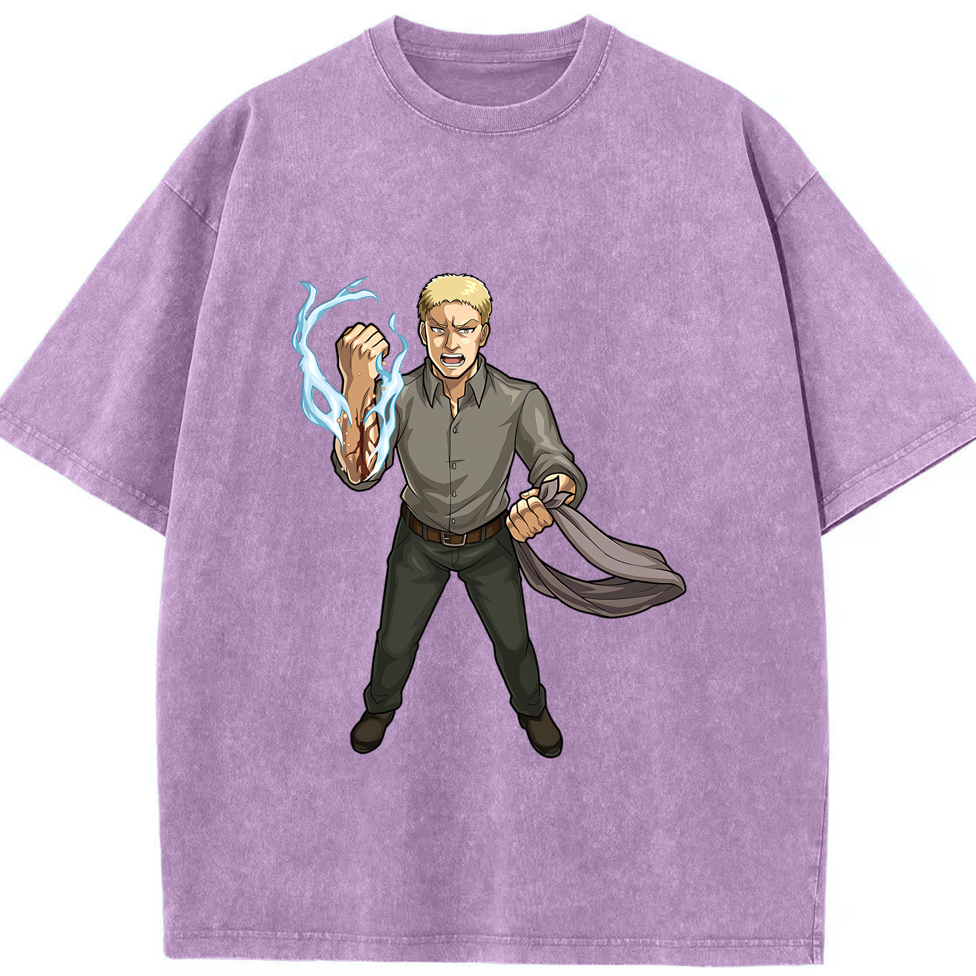 （画像用） 進撃の巨人 ライナー・ブラウン Attack on Titan Reiner Braun 綿100% ヴィンテージ風 半袖Tシャツ（フロントプリント）