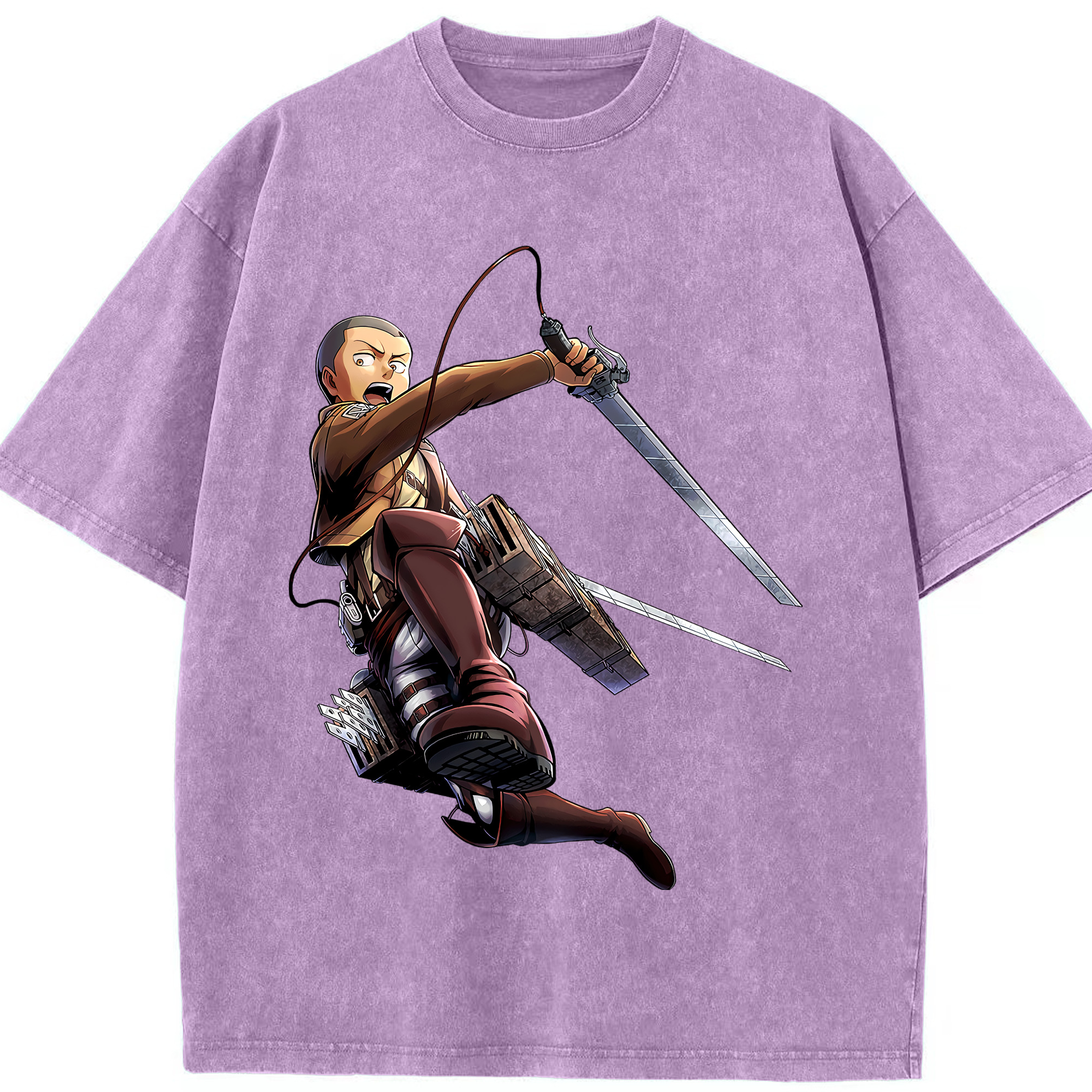 （画像用） 進撃の巨人 コニー·スプリンガー Attack on Titan Connie Springer 綿100% ヴィンテージ風 半袖Tシャツ（フロントプリント）