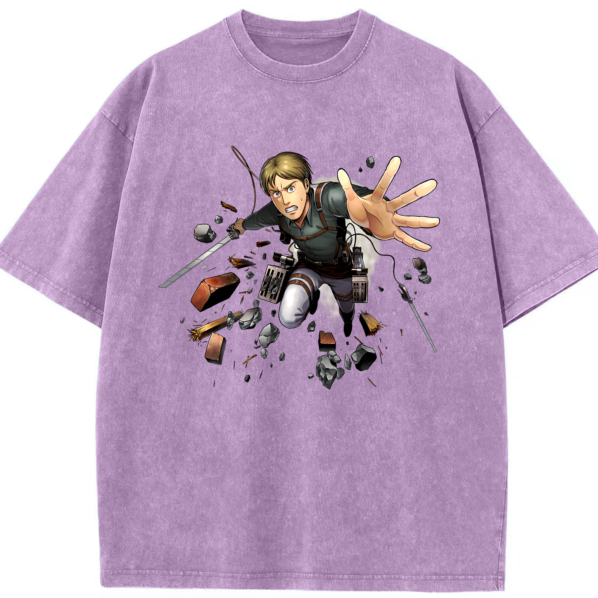 （画像用） 進撃の巨人 Attack on Titan 綿100% ヴィンテージ風 半袖Tシャツ（フロントプリント）