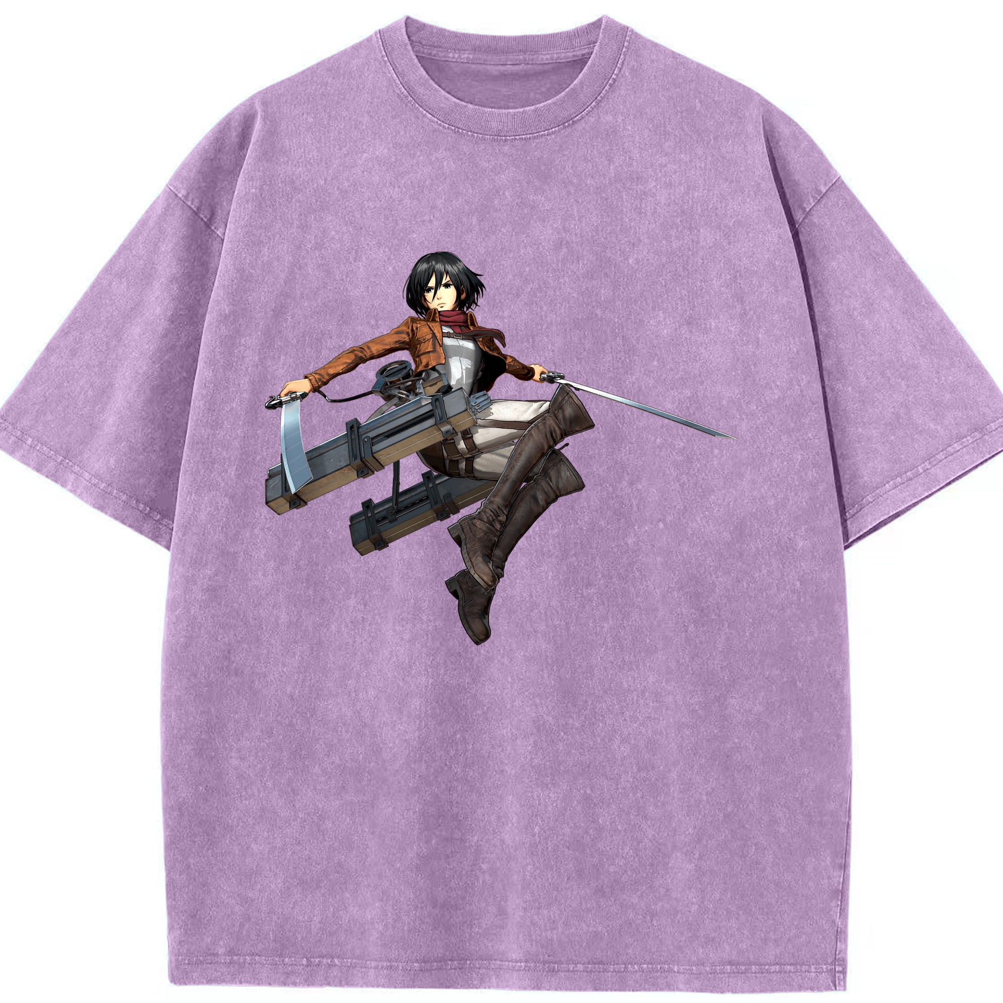 （画像用） 進撃の巨人 ミカサ·アッカーマン Attack on Titan Mikasa Ackerman 綿100% ヴィンテージ風 半袖Tシャツ（フロントプリント）