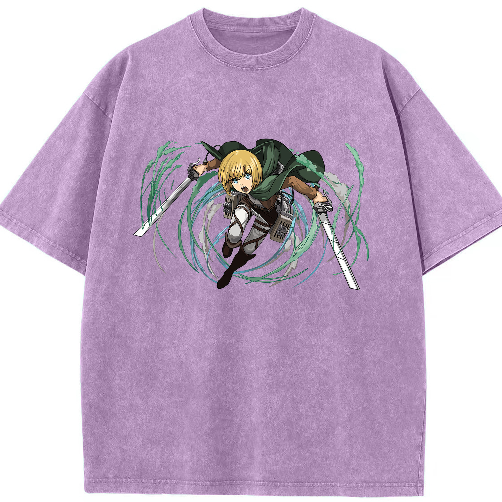 （画像用） 進撃の巨人 アルミン·アルレルト Attack on Titan Armin Arlert 綿100% ヴィンテージ風 半袖Tシャツ（フロントプリント）