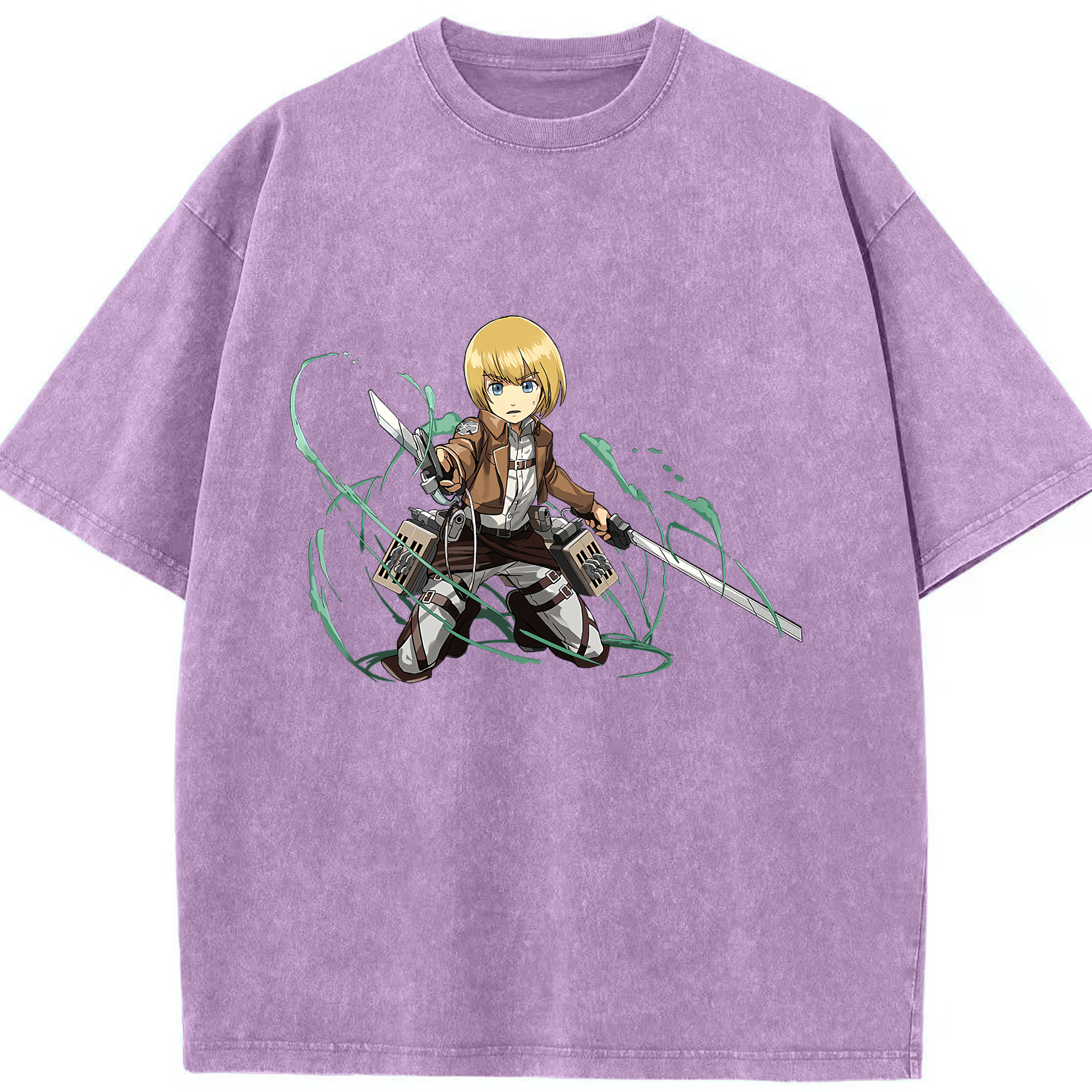 （画像用） 進撃の巨人 アルミン·アルレルト Attack on Titan Armin Arlert 綿100% ヴィンテージ風 半袖Tシャツ（フロントプリント）