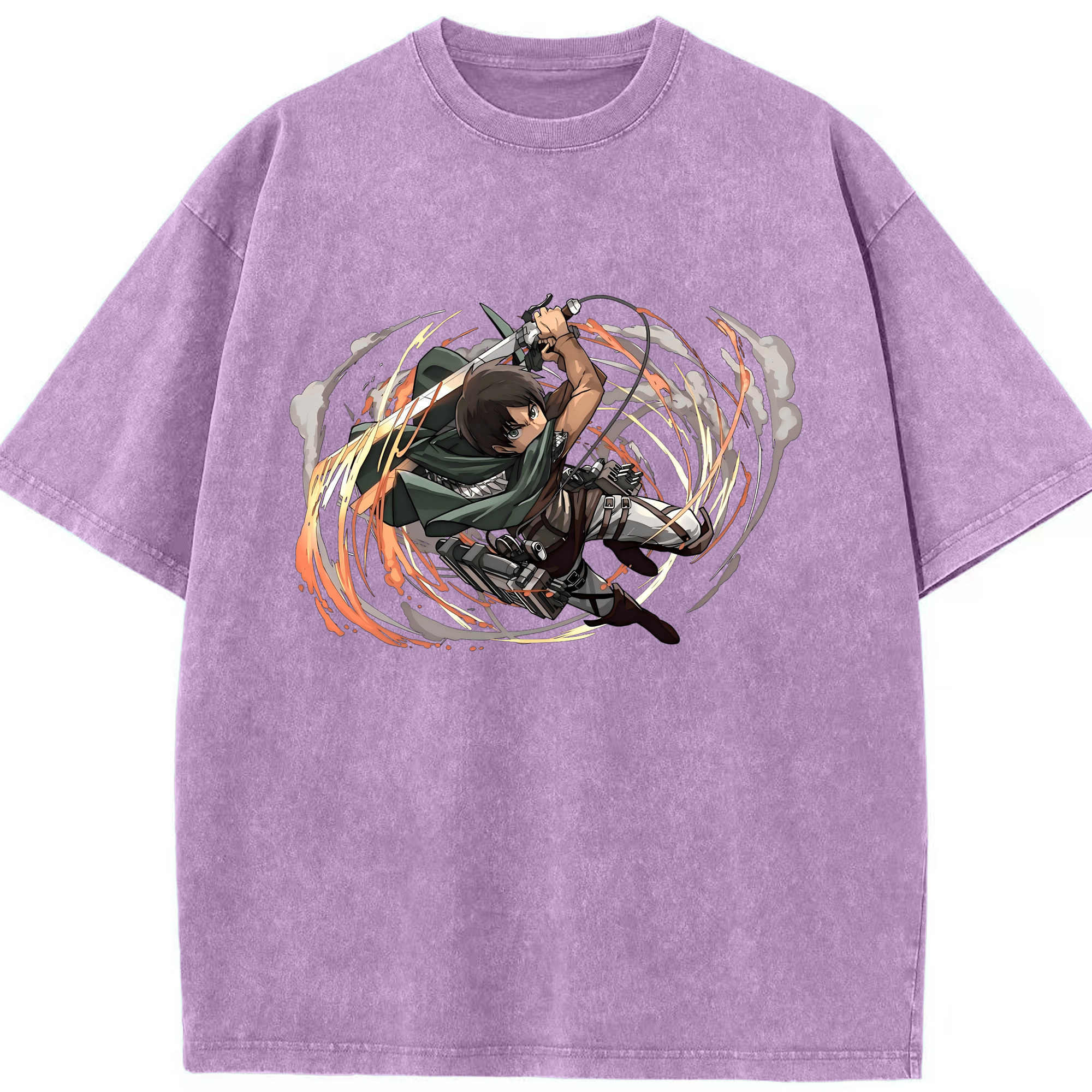 （画像用） 進撃の巨人 エレン･イェーガー Attack on Titan Eren Jäger 綿100% ヴィンテージ風 半袖Tシャツ（フロントプリント）