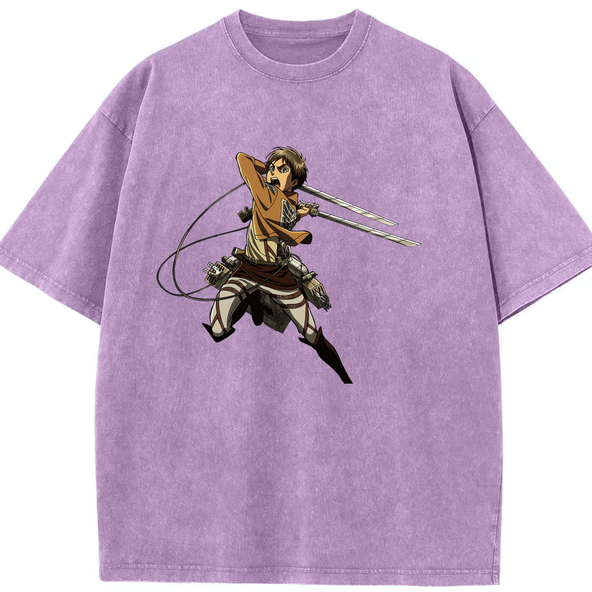 （画像用） 進撃の巨人 エレン･イェーガー Attack on Titan Eren Jäger 綿100% ヴィンテージ風 半袖Tシャツ（フロントプリント）