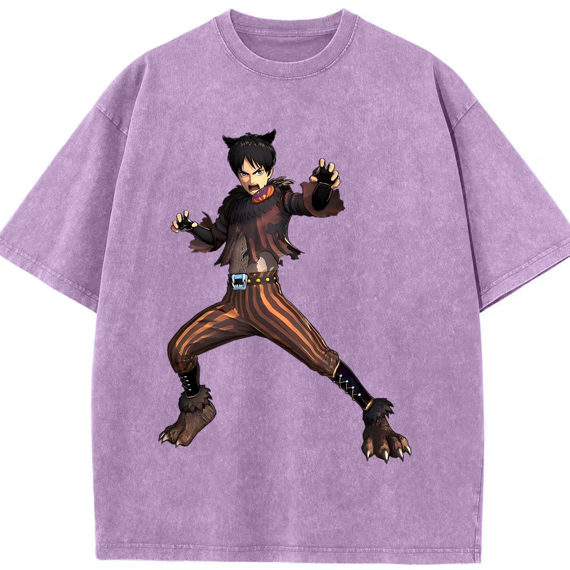 （画像用） 進撃の巨人 エレン･イェーガー Attack on Titan Eren Jäger 綿100% ヴィンテージ風 半袖Tシャツ（フロントプリント）