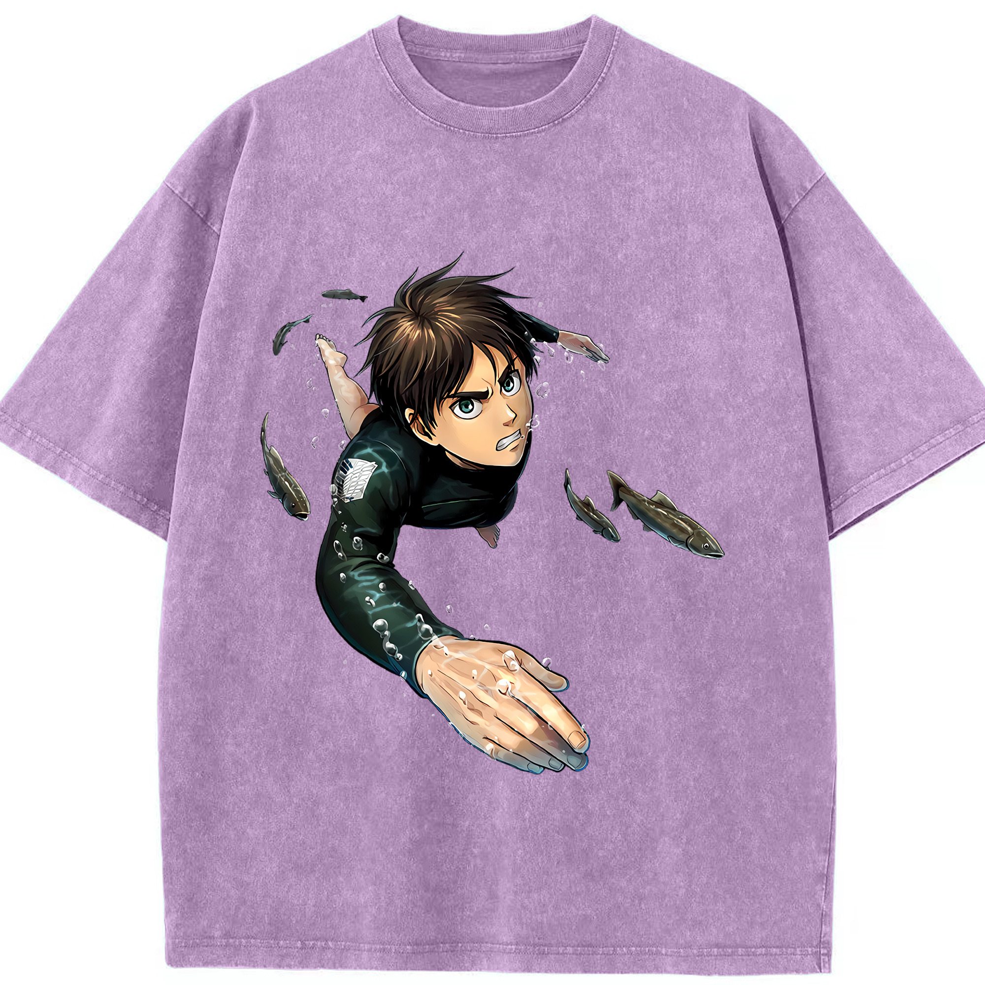（画像用） 進撃の巨人 エレン･イェーガー Attack on Titan Eren Jäger 綿100% ヴィンテージ風 半袖Tシャツ（フロントプリント）