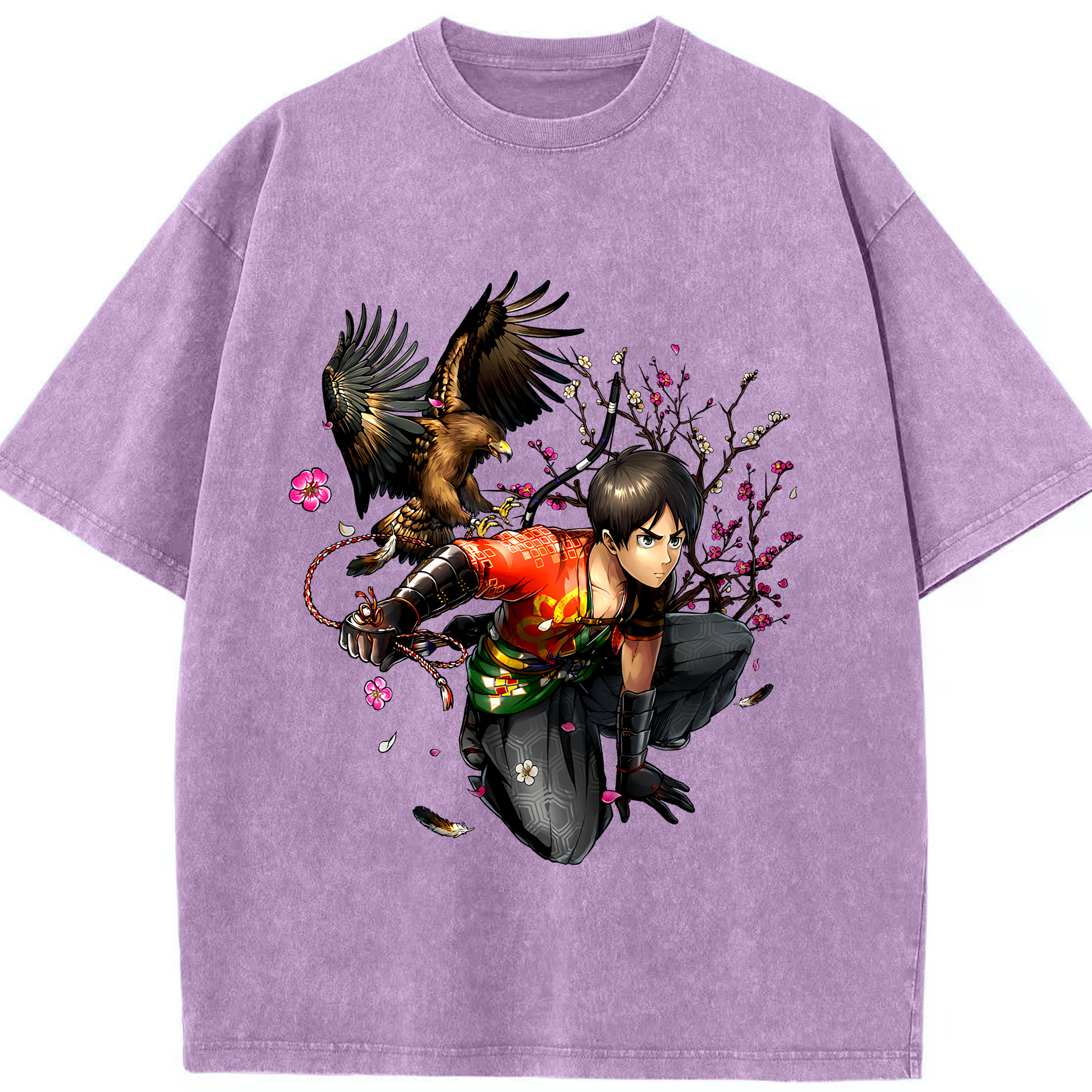 （画像用） 進撃の巨人 エレン･イェーガー Attack on Titan Eren Jäger 綿100% ヴィンテージ風 半袖Tシャツ（フロントプリント）