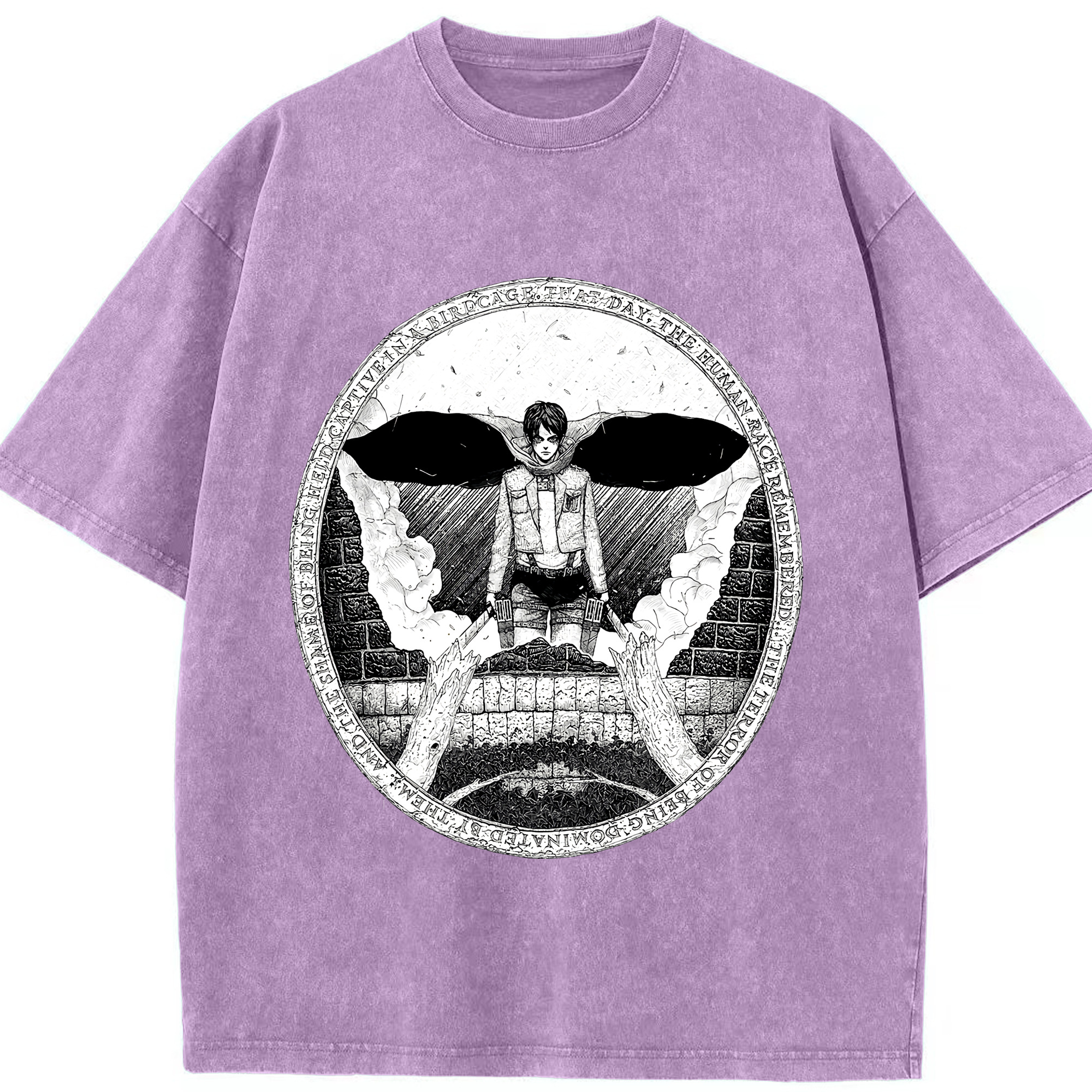 （画像用） 進撃の巨人 エレン･イェーガー Attack on Titan Eren Jäger 綿100% ヴィンテージ風 半袖Tシャツ（フロントプリント）