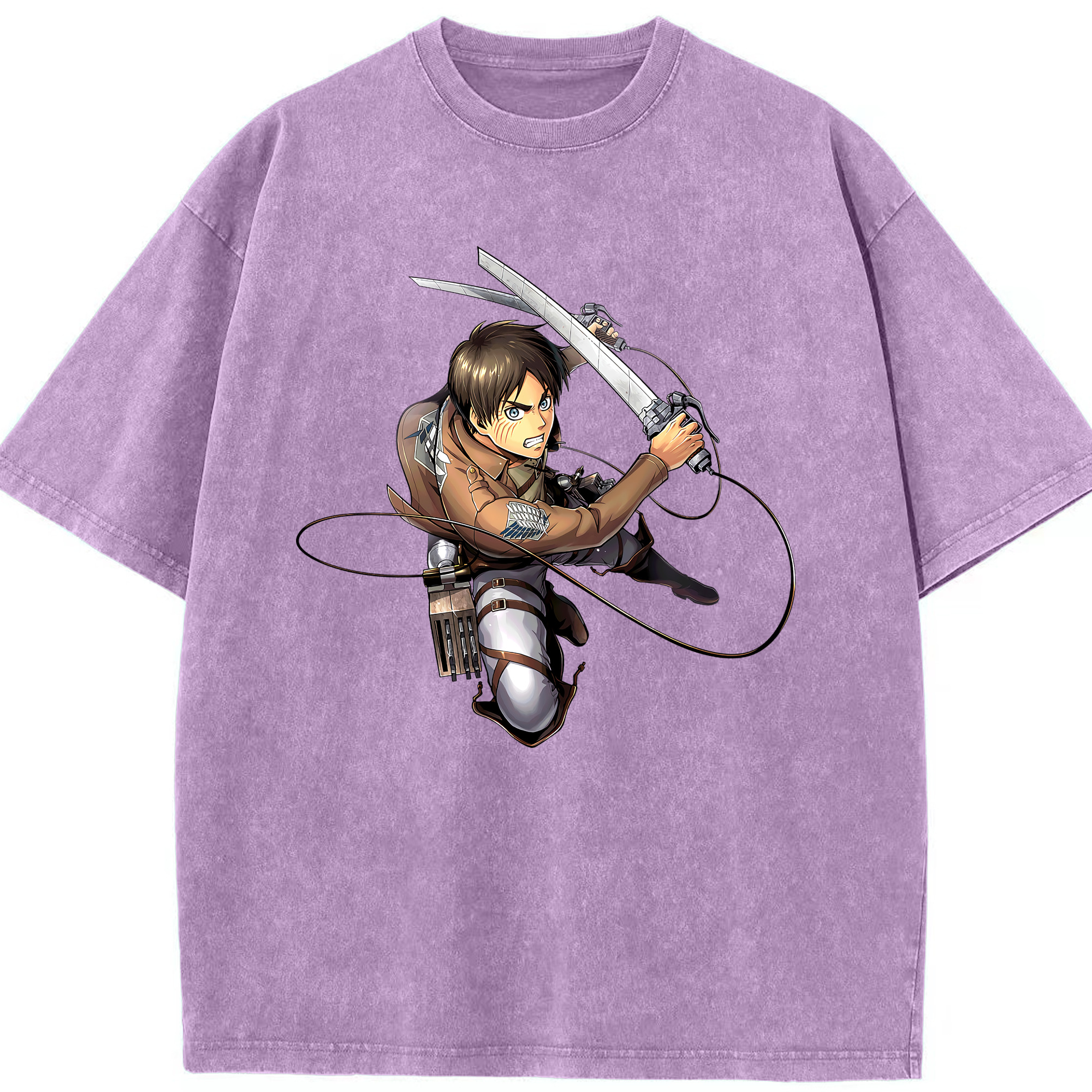 （画像用） 進撃の巨人 エレン･イェーガー Attack on Titan Eren Jäger 綿100% ヴィンテージ風 半袖Tシャツ（フロントプリント）