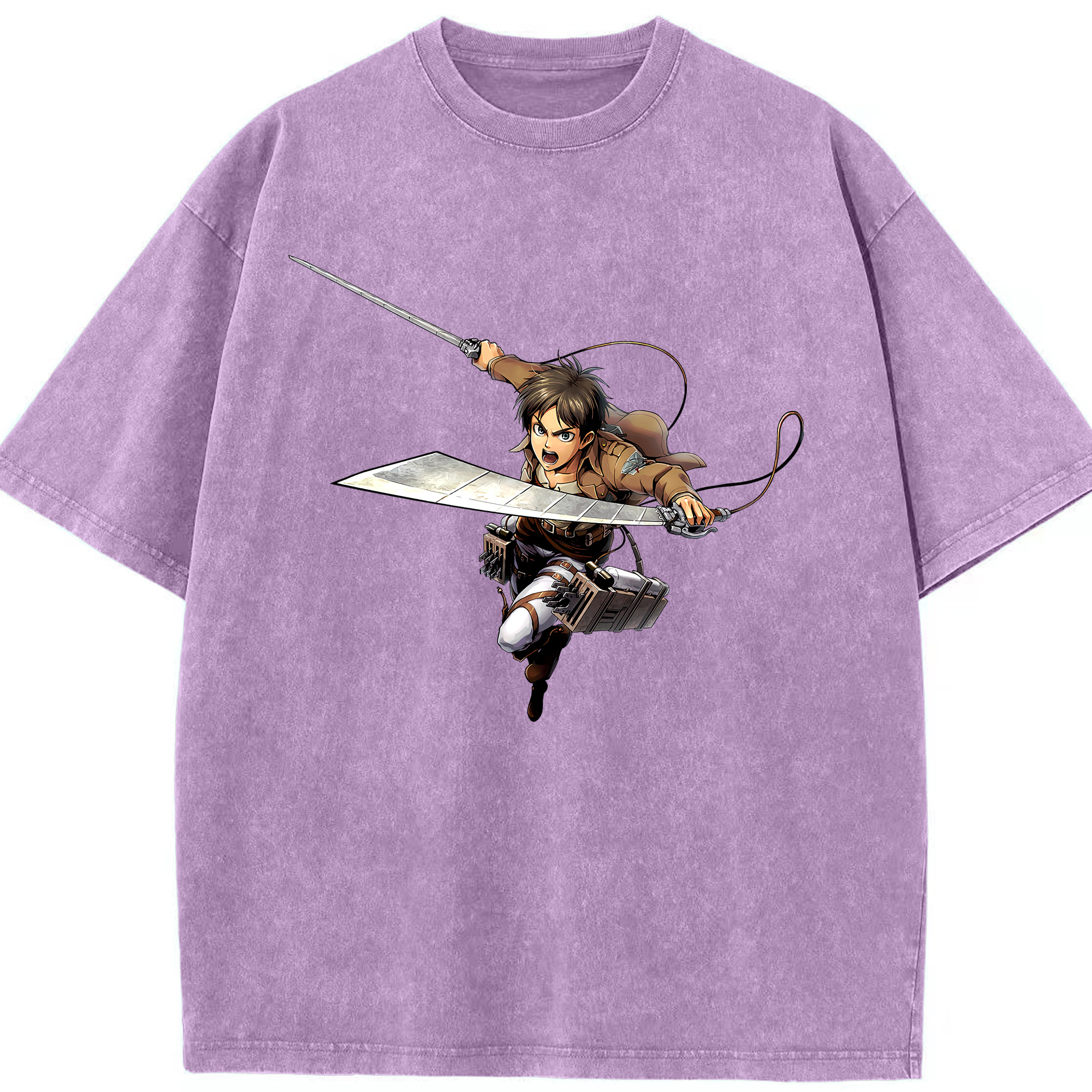 （画像用） 進撃の巨人 エレン･イェーガー Attack on Titan Eren Jäger 綿100% ヴィンテージ風 半袖Tシャツ（フロントプリント）