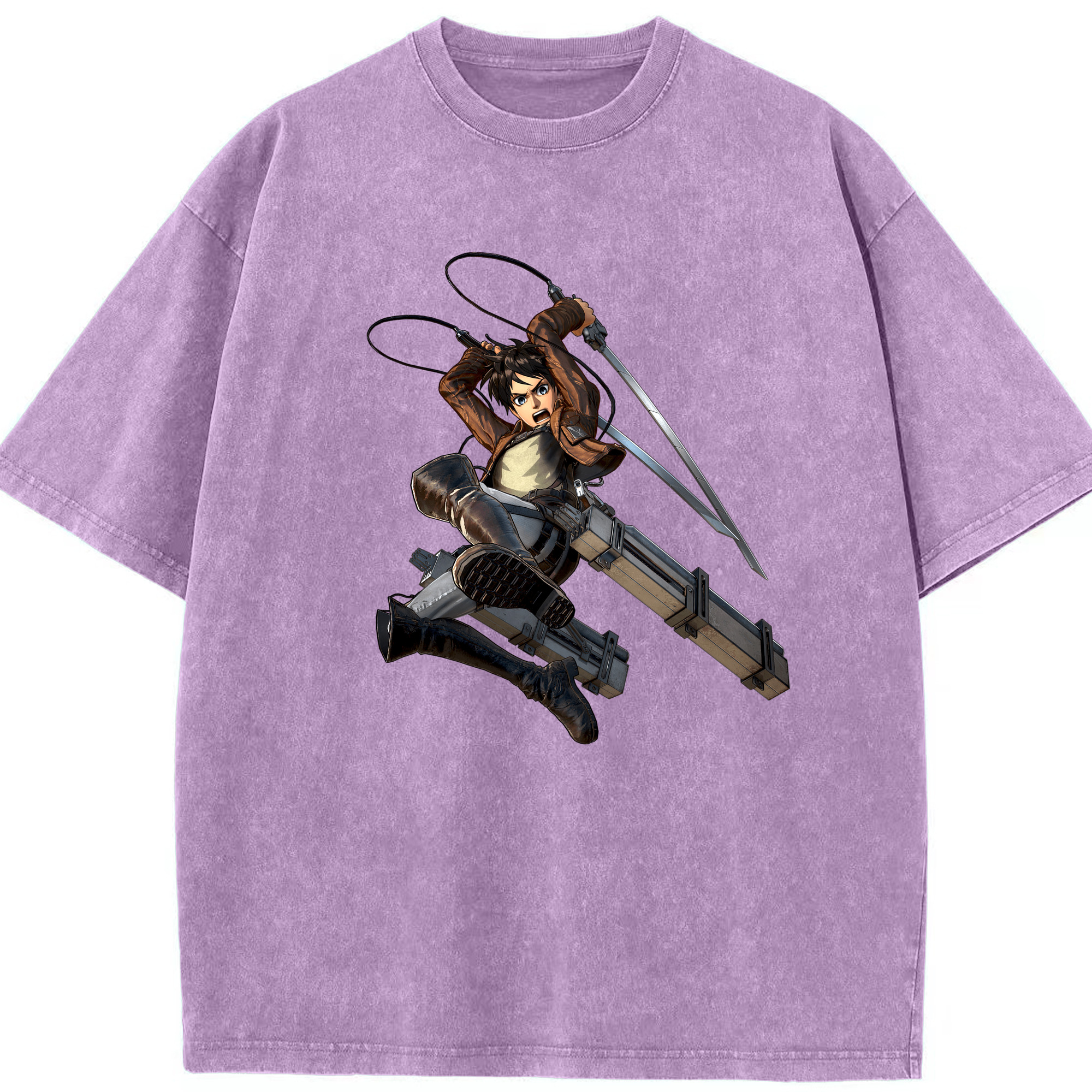 （画像用） 進撃の巨人 エレン･イェーガー Attack on Titan Eren Jäger 綿100% ヴィンテージ風 半袖Tシャツ（フロントプリント）