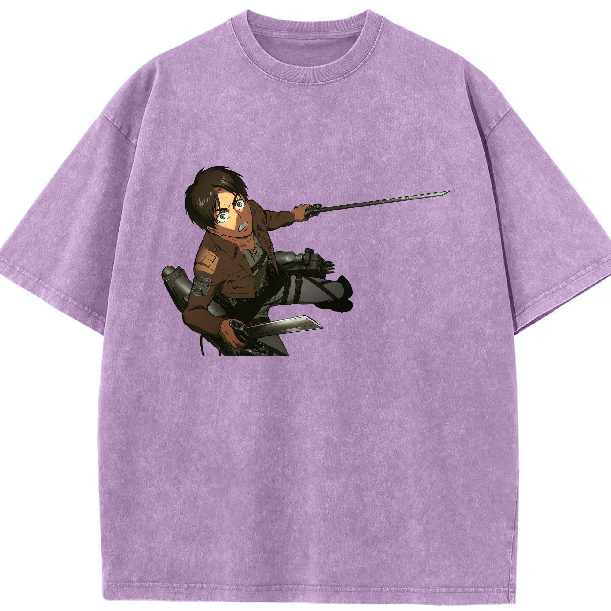 （画像用） 進撃の巨人 エレン･イェーガー Attack on Titan Eren Jäger 綿100% ヴィンテージ風 半袖Tシャツ（フロントプリント）