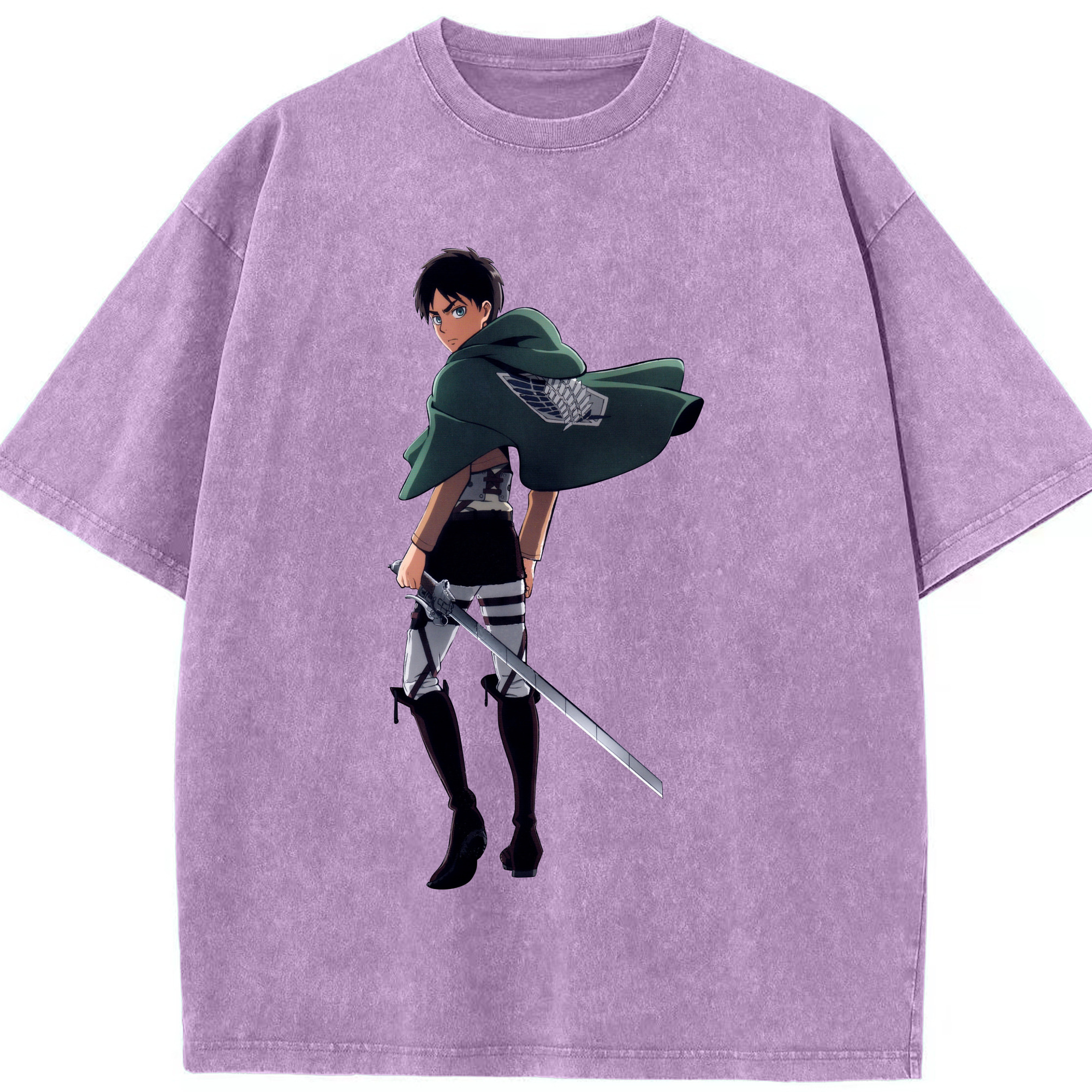 （画像用） 進撃の巨人 エレン･イェーガー Attack on Titan Eren Jäger 綿100% ヴィンテージ風 半袖Tシャツ（フロントプリント）