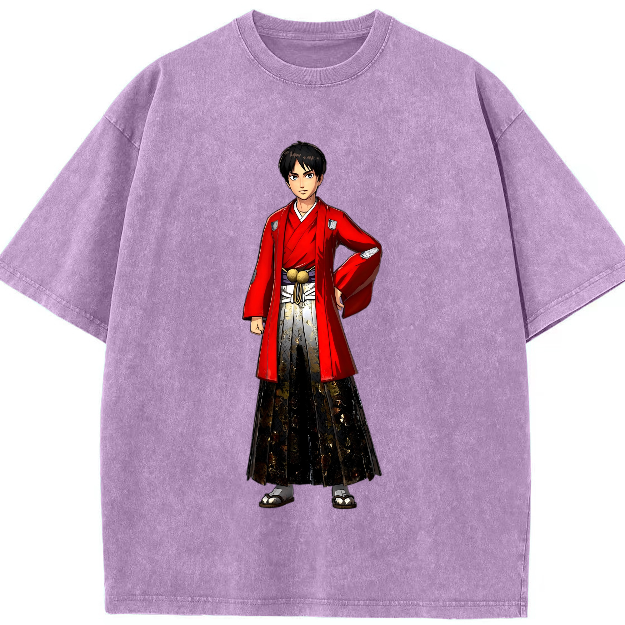 （画像用） 進撃の巨人 エレン･イェーガー Attack on Titan Eren Jäger 綿100% ヴィンテージ風 半袖Tシャツ（フロントプリント）