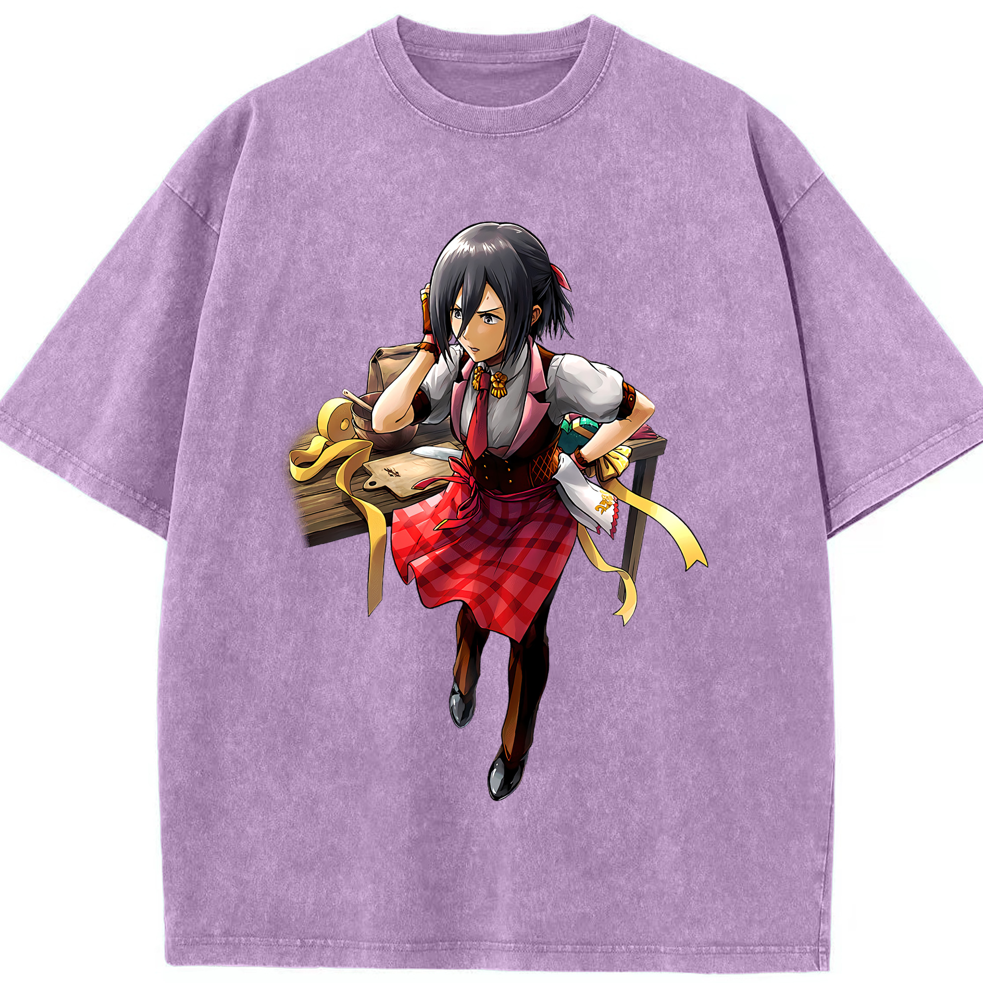 （画像用） 進撃の巨人 ミカサ·アッカーマン Attack on Titan Mikasa Ackerman 綿100% ヴィンテージ風 半袖Tシャツ（フロントプリント）