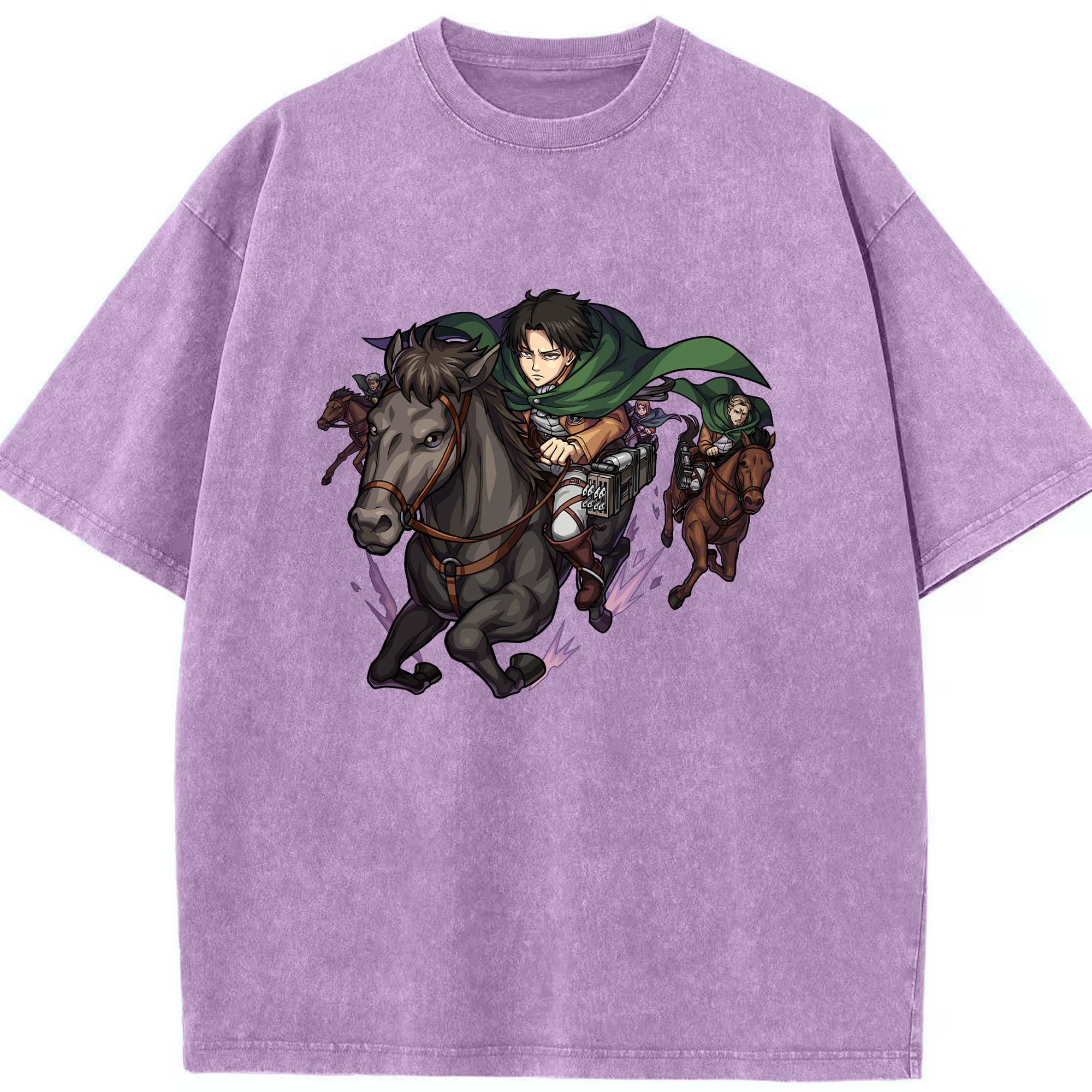 （画像用） 進撃の巨人 リヴァイ·アッカーマン Attack on Titan Levi Ackerman 綿100% ヴィンテージ風 半袖Tシャツ（フロントプリント）
