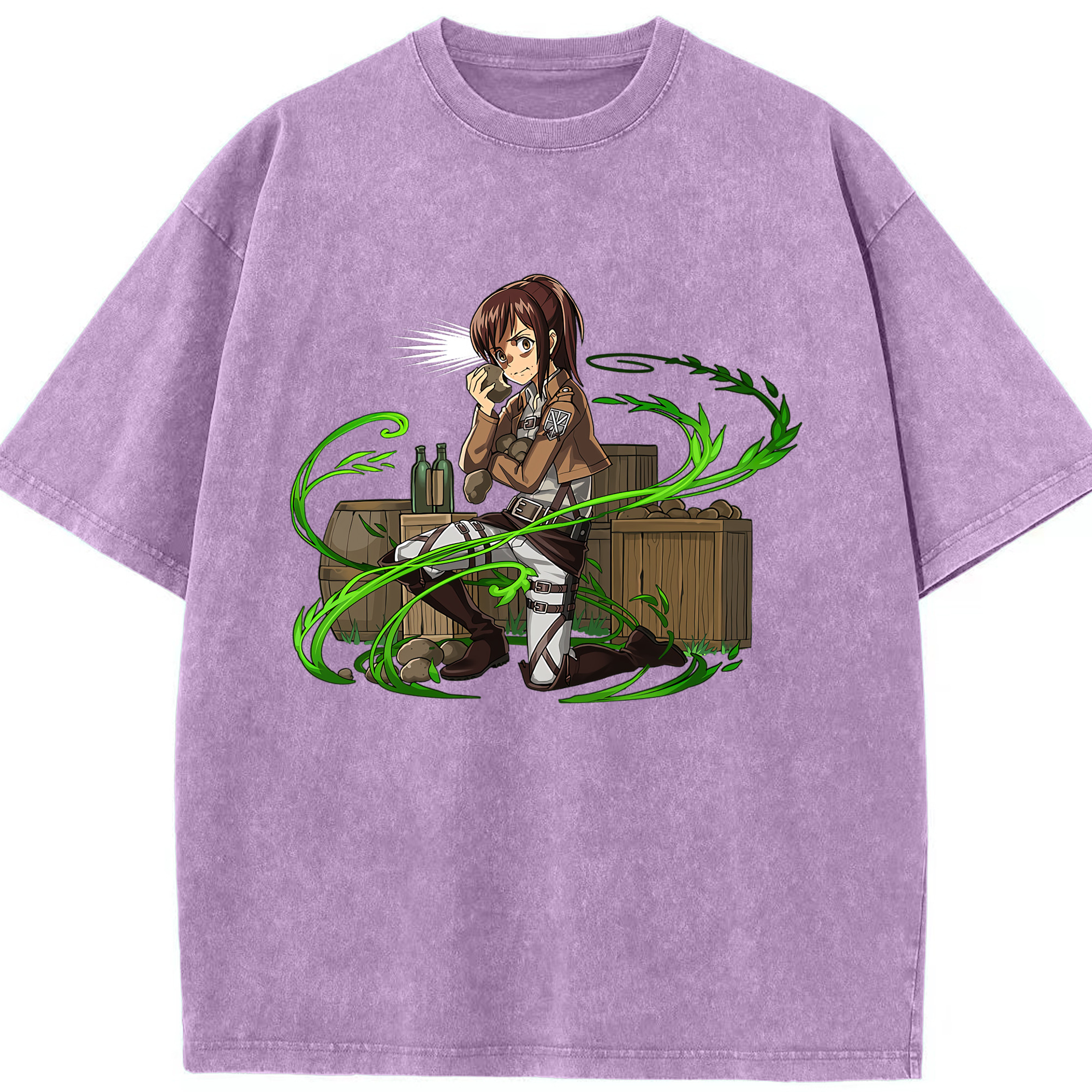 （画像用） 進撃の巨人 サシャ·ブラウス Attack on Titan Sasha Blaus 綿100% ヴィンテージ風 半袖Tシャツ（フロントプリント）