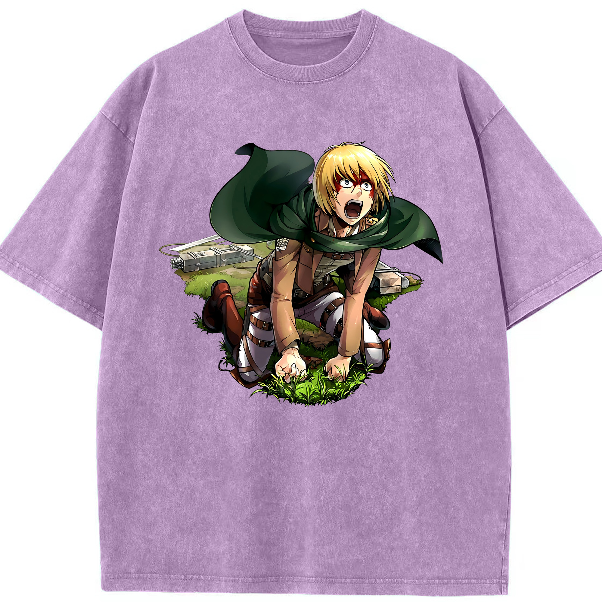 （画像用） 進撃の巨人 アルミン·アルレルト Attack on Titan Armin Arlert 綿100% ヴィンテージ風 半袖Tシャツ（フロントプリント）