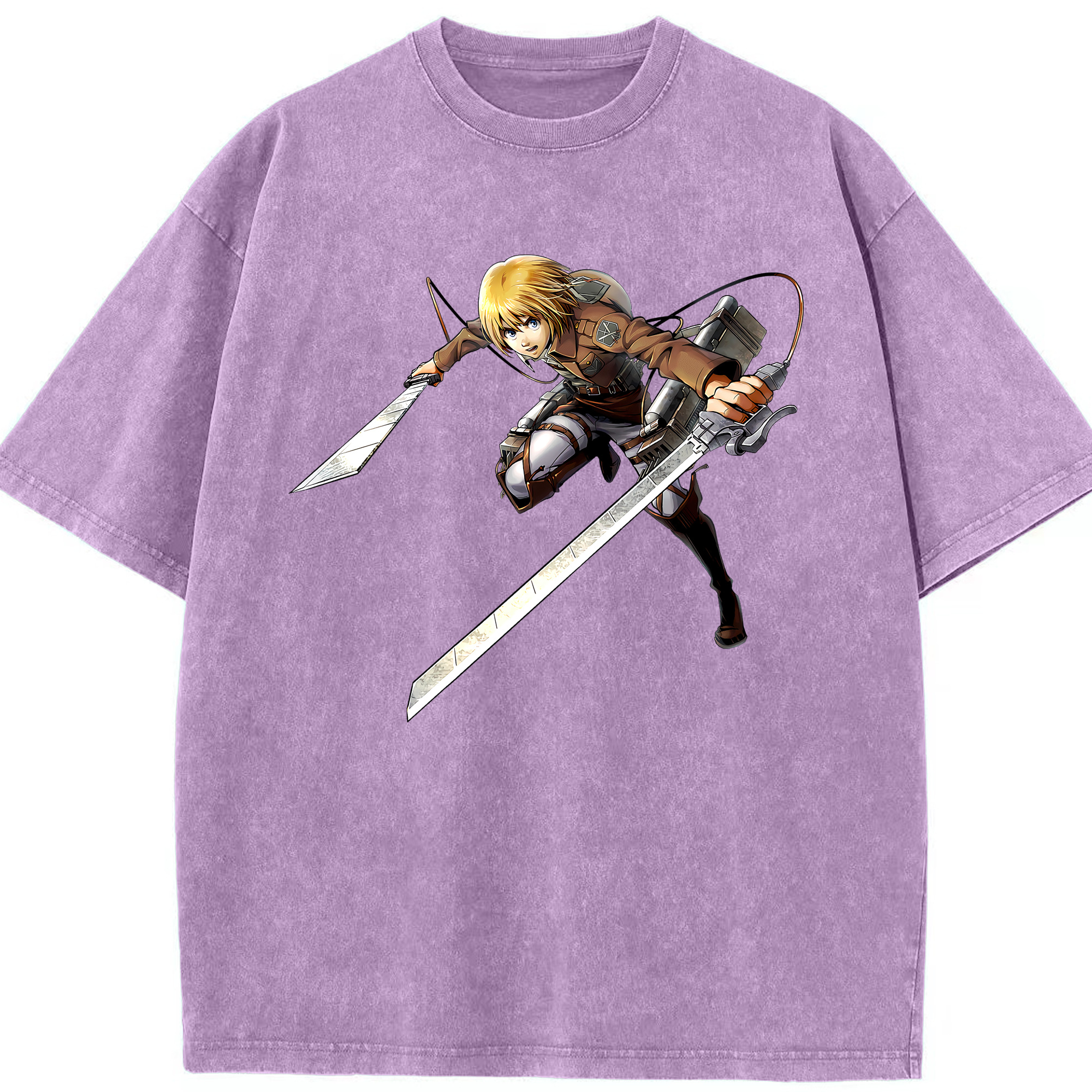 （画像用） 進撃の巨人 アルミン·アルレルト Attack on Titan Armin Arlert 綿100% ヴィンテージ風 半袖Tシャツ（フロントプリント）
