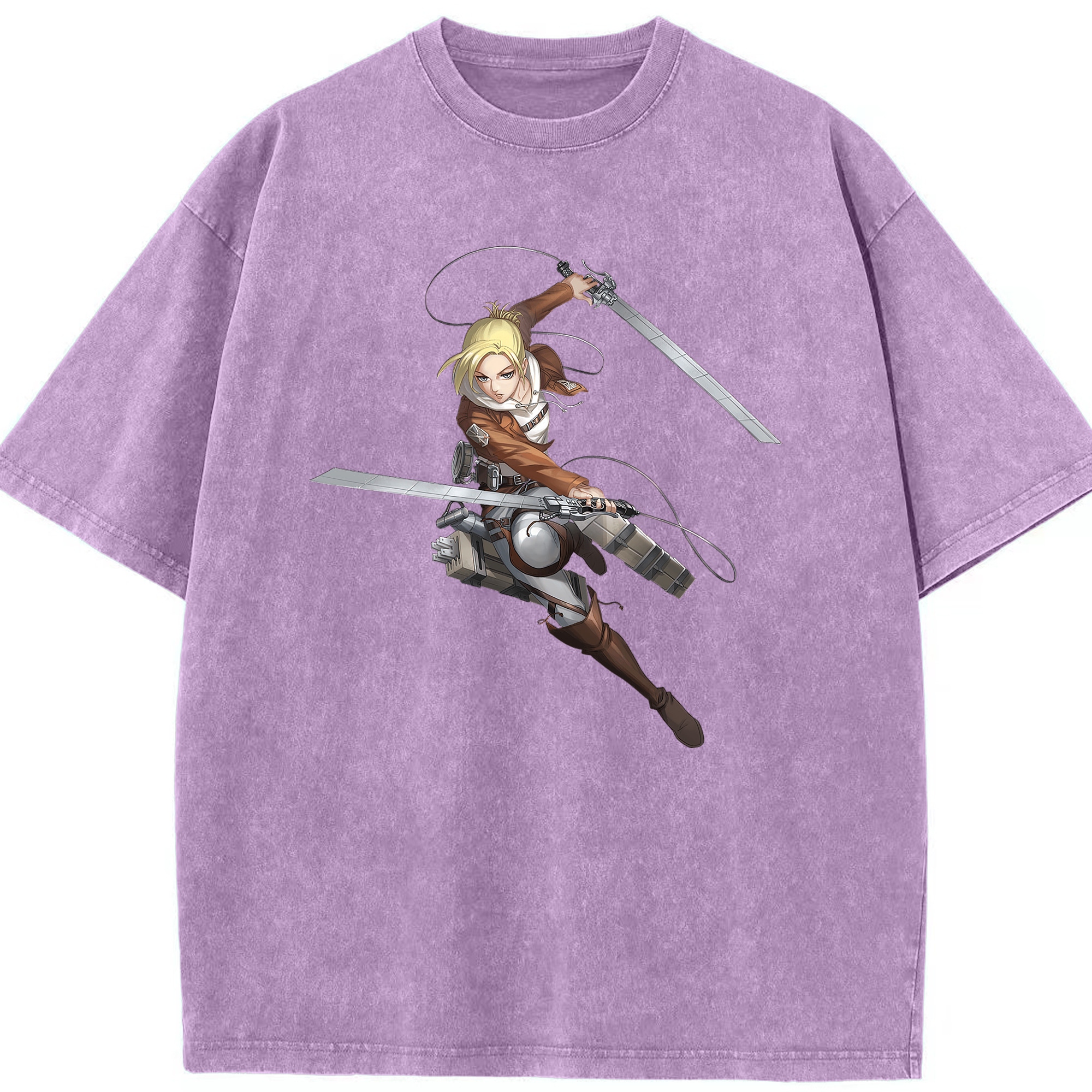 （画像用） 進撃の巨人 アニ・レオンハート Attack on Titan Annie Leonhart 綿100% ヴィンテージ風 半袖Tシャツ（フロントプリント）