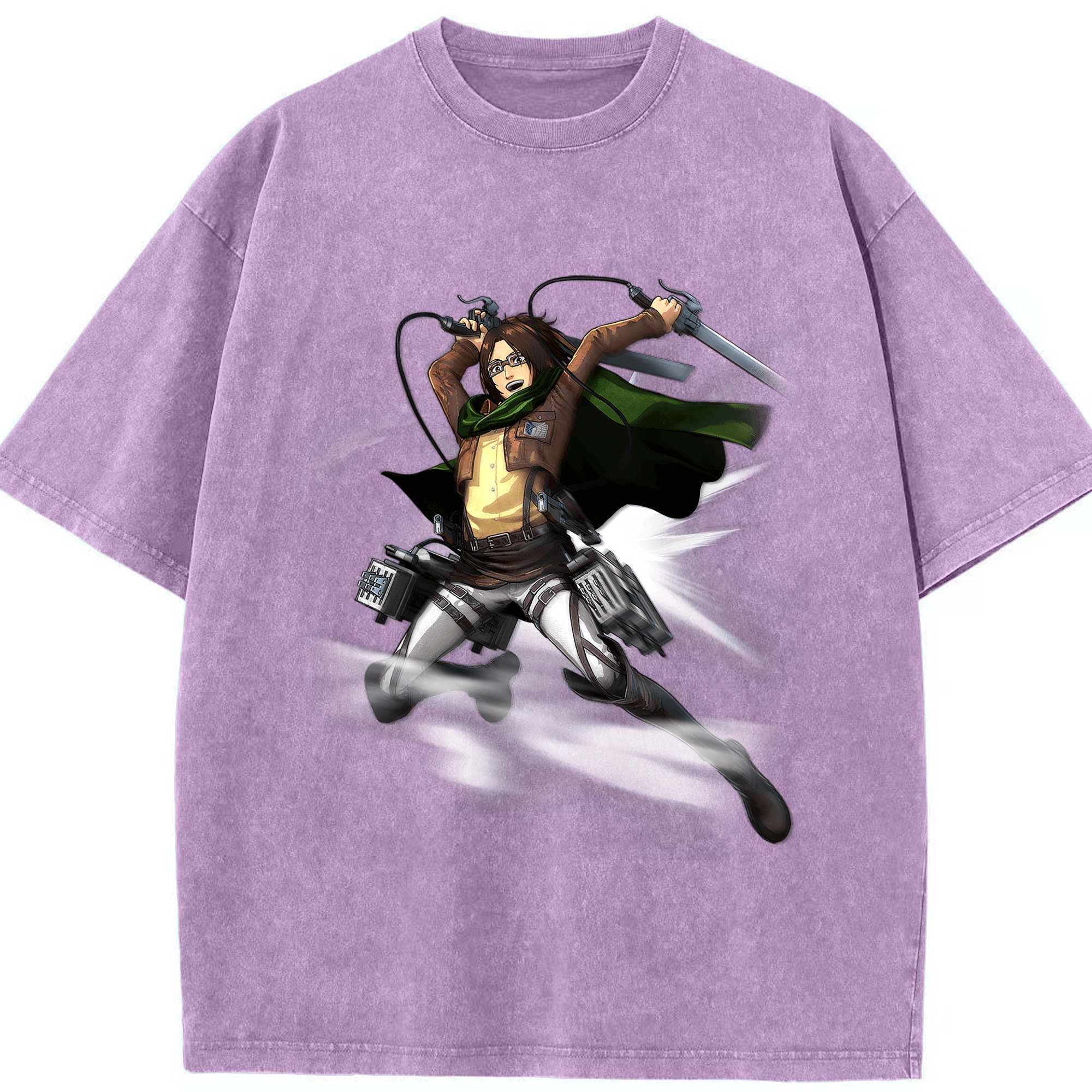 （画像用） 進撃の巨人 ハンジ·ゾエ Attack on Titan Hanji Zoe 綿100% ヴィンテージ風 半袖Tシャツ（フロントプリント）