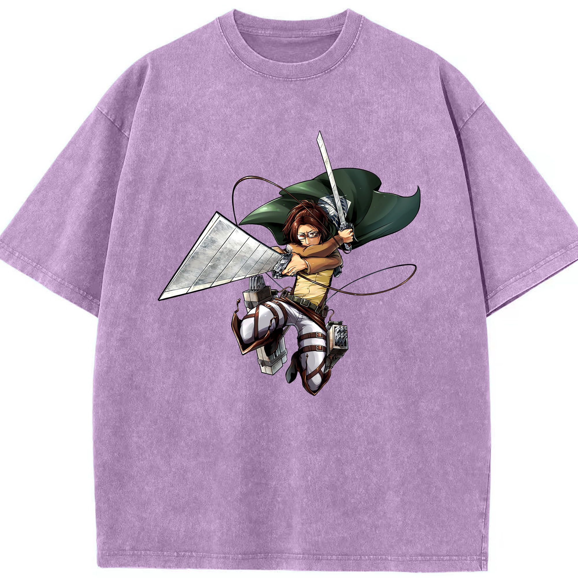 （画像用） 進撃の巨人 ハンジ·ゾエ Attack on Titan Hanji Zoe 綿100% ヴィンテージ風 半袖Tシャツ（フロントプリント）