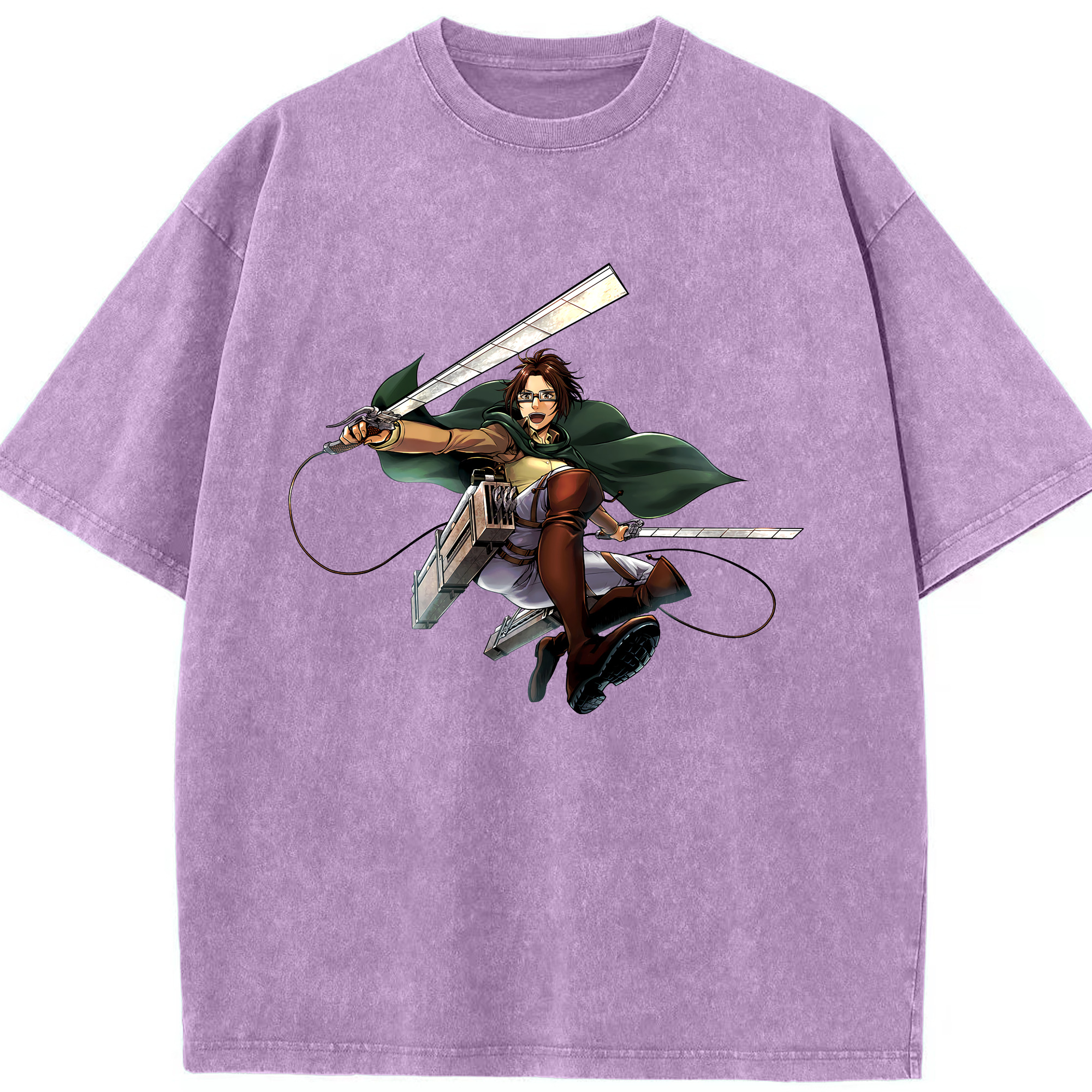 （画像用） 進撃の巨人 ハンジ·ゾエ Attack on Titan Hanji Zoe 綿100% ヴィンテージ風 半袖Tシャツ（フロントプリント）