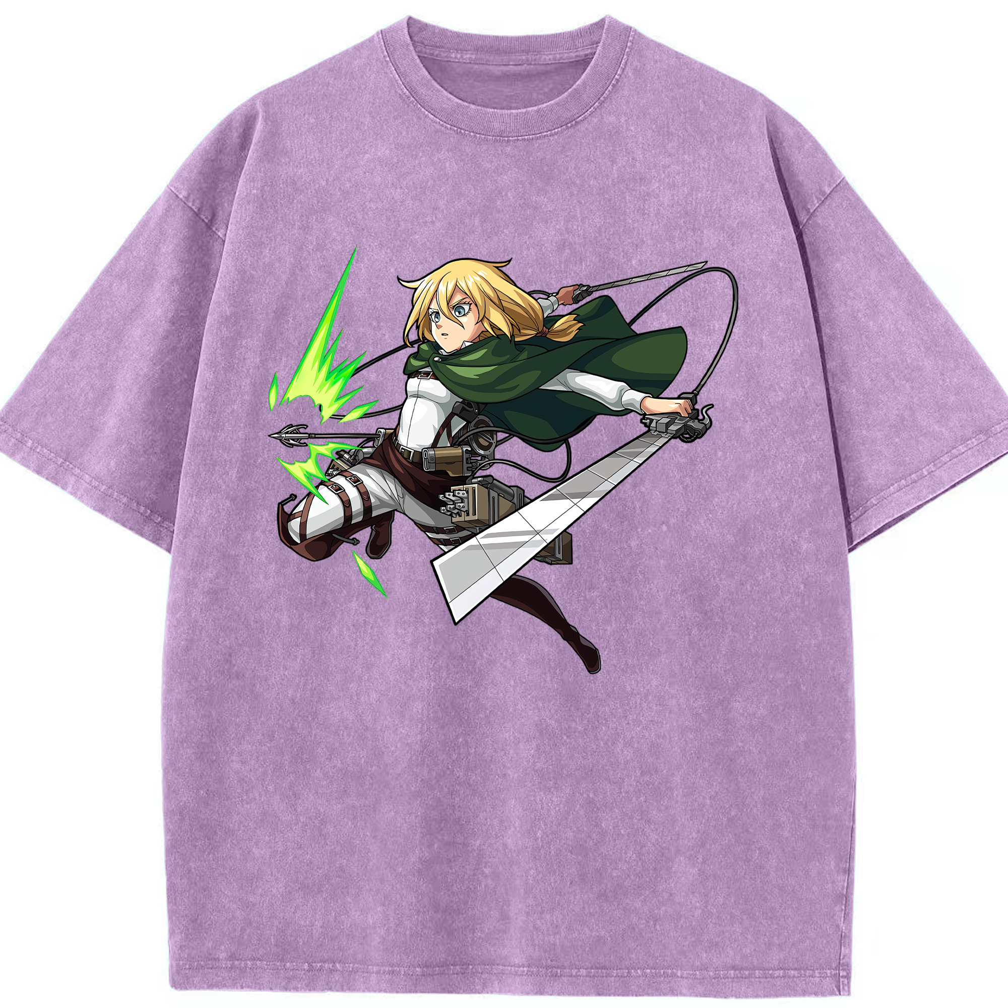 （画像用） 進撃の巨人 クリスタ·レンズ Attack on Titan Christa Lenz 綿100% ヴィンテージ風 半袖Tシャツ（フロントプリント）