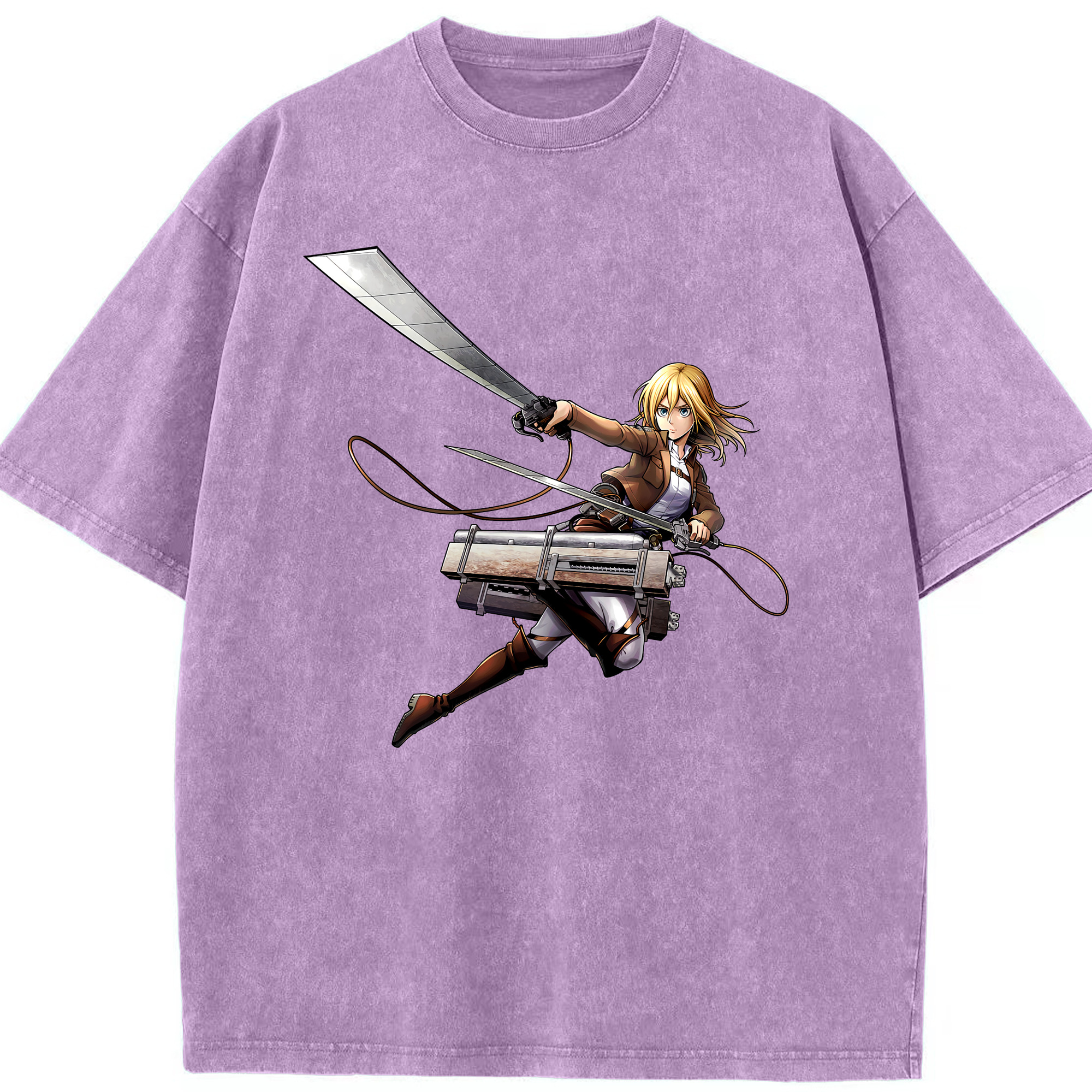（画像用） 進撃の巨人 クリスタ·レンズ Attack on Titan Christa Lenz 綿100% ヴィンテージ風 半袖Tシャツ（フロントプリント）