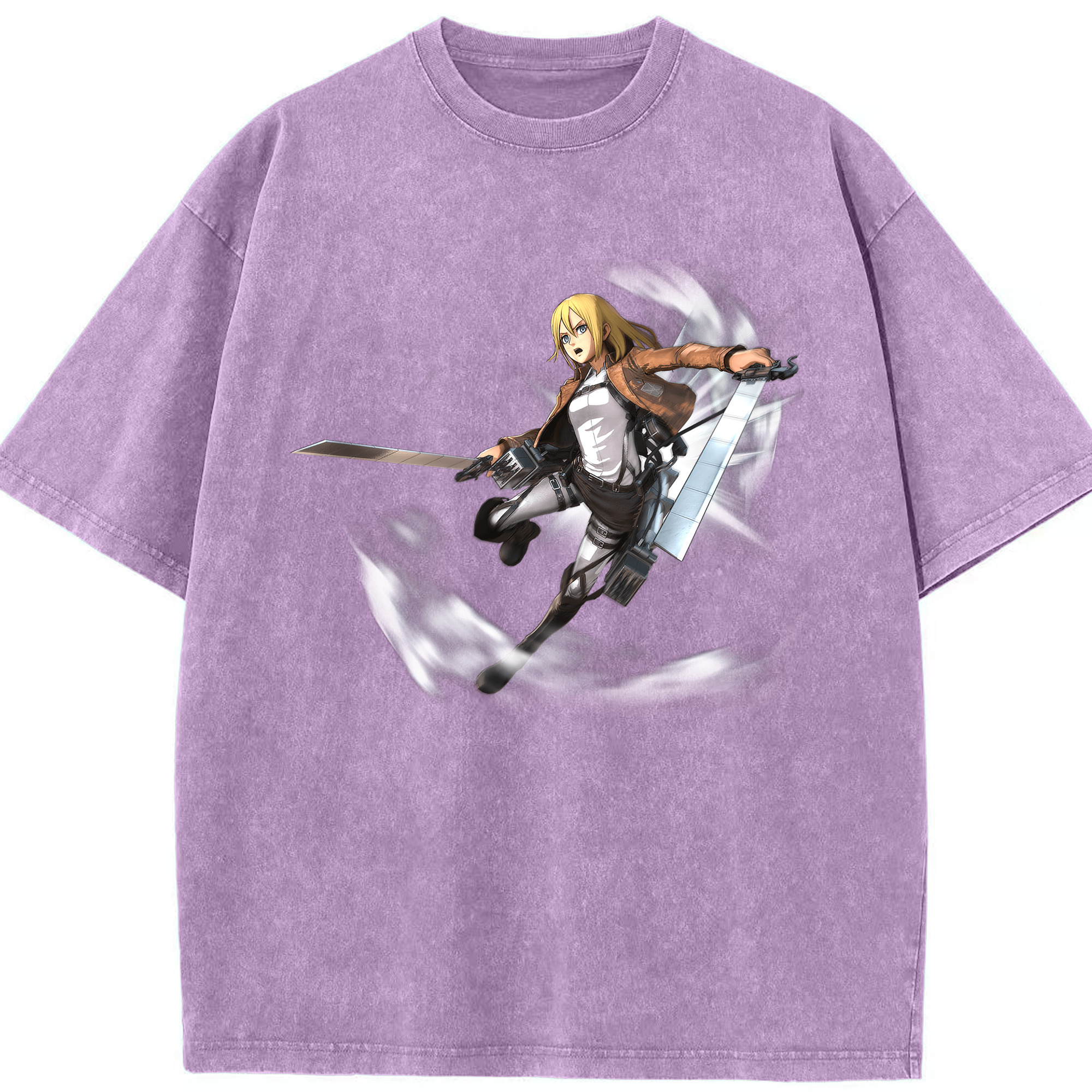 （画像用） 進撃の巨人 クリスタ·レンズ Attack on Titan Christa Lenz 綿100% ヴィンテージ風 半袖Tシャツ（フロントプリント）