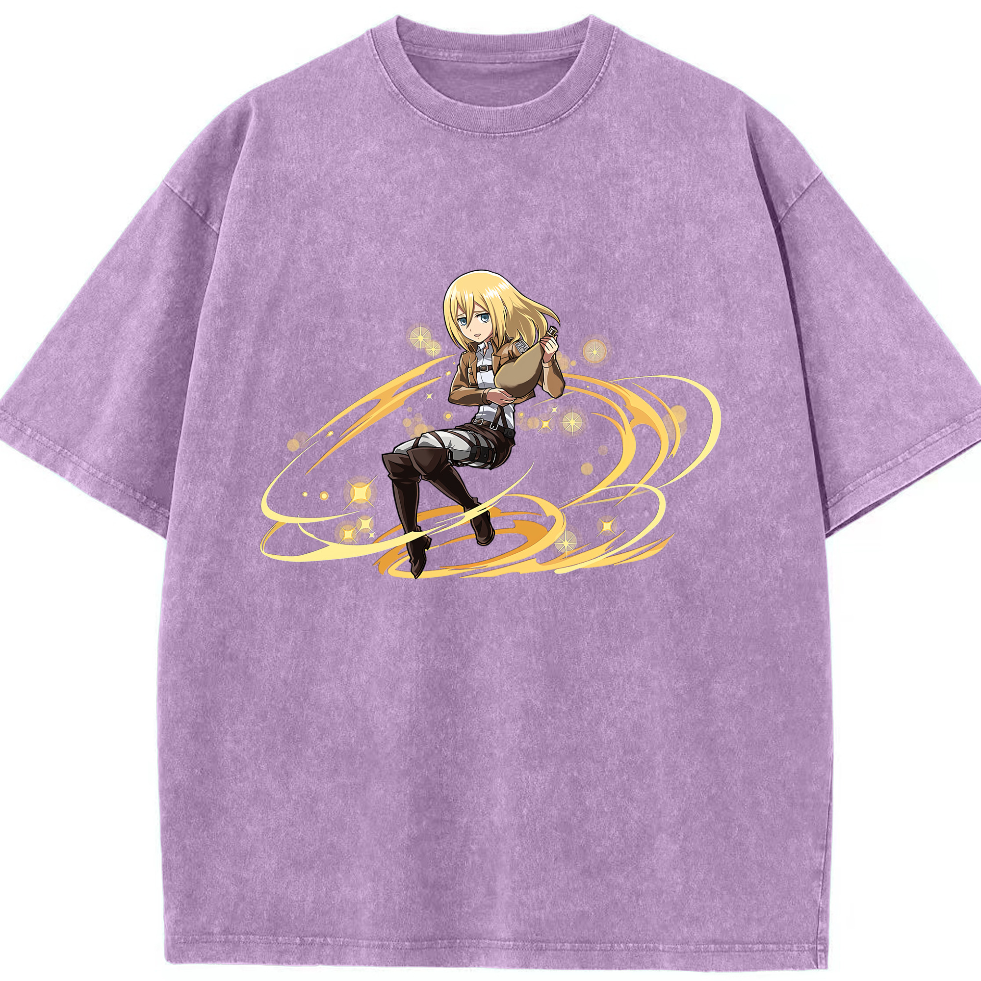 （画像用） 進撃の巨人 クリスタ·レンズ Attack on Titan Christa Lenz 綿100% ヴィンテージ風 半袖Tシャツ（フロントプリント）